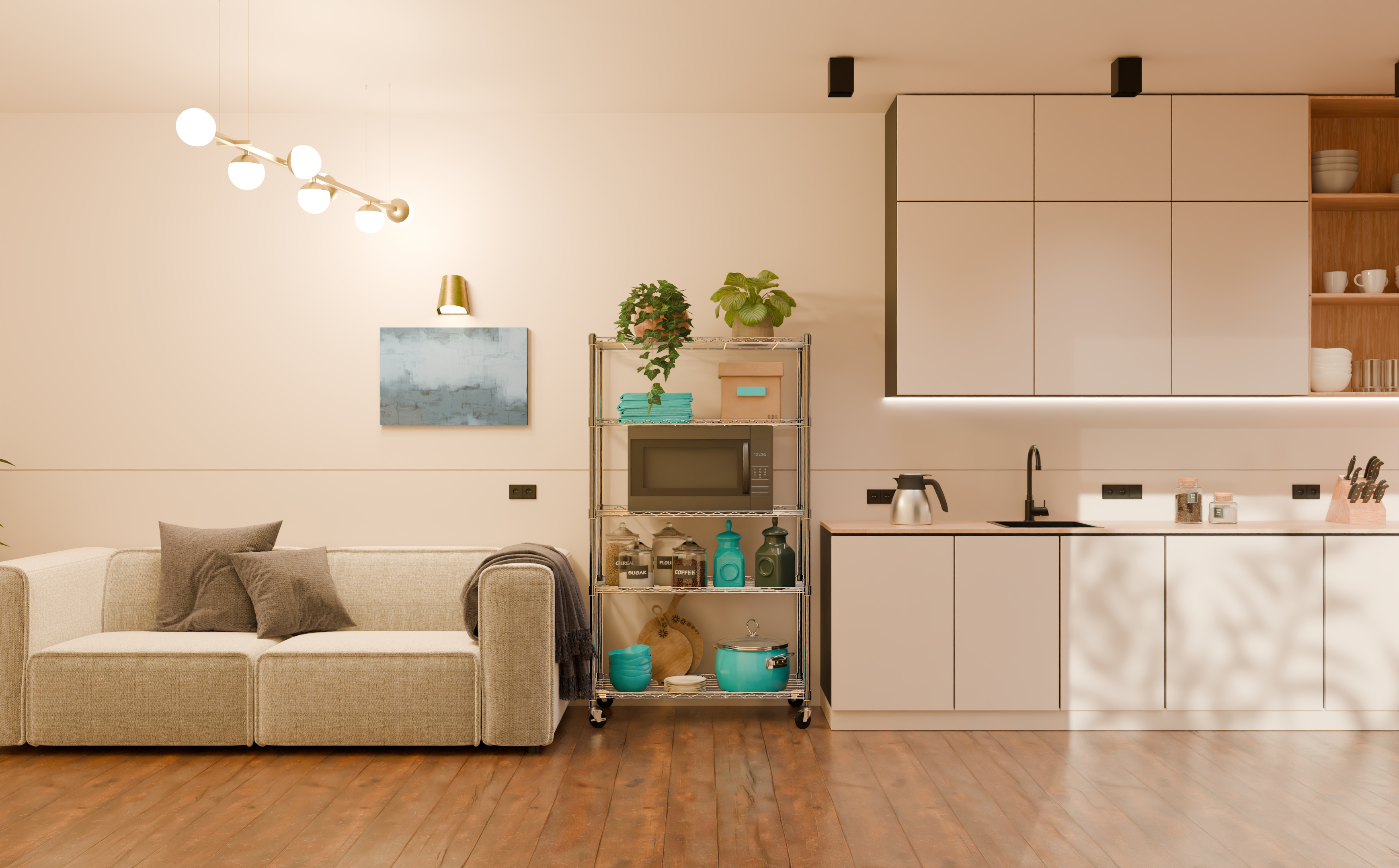 Tune Home 5 Tier Metal Wire Storage Rack with Wheels - Tune home