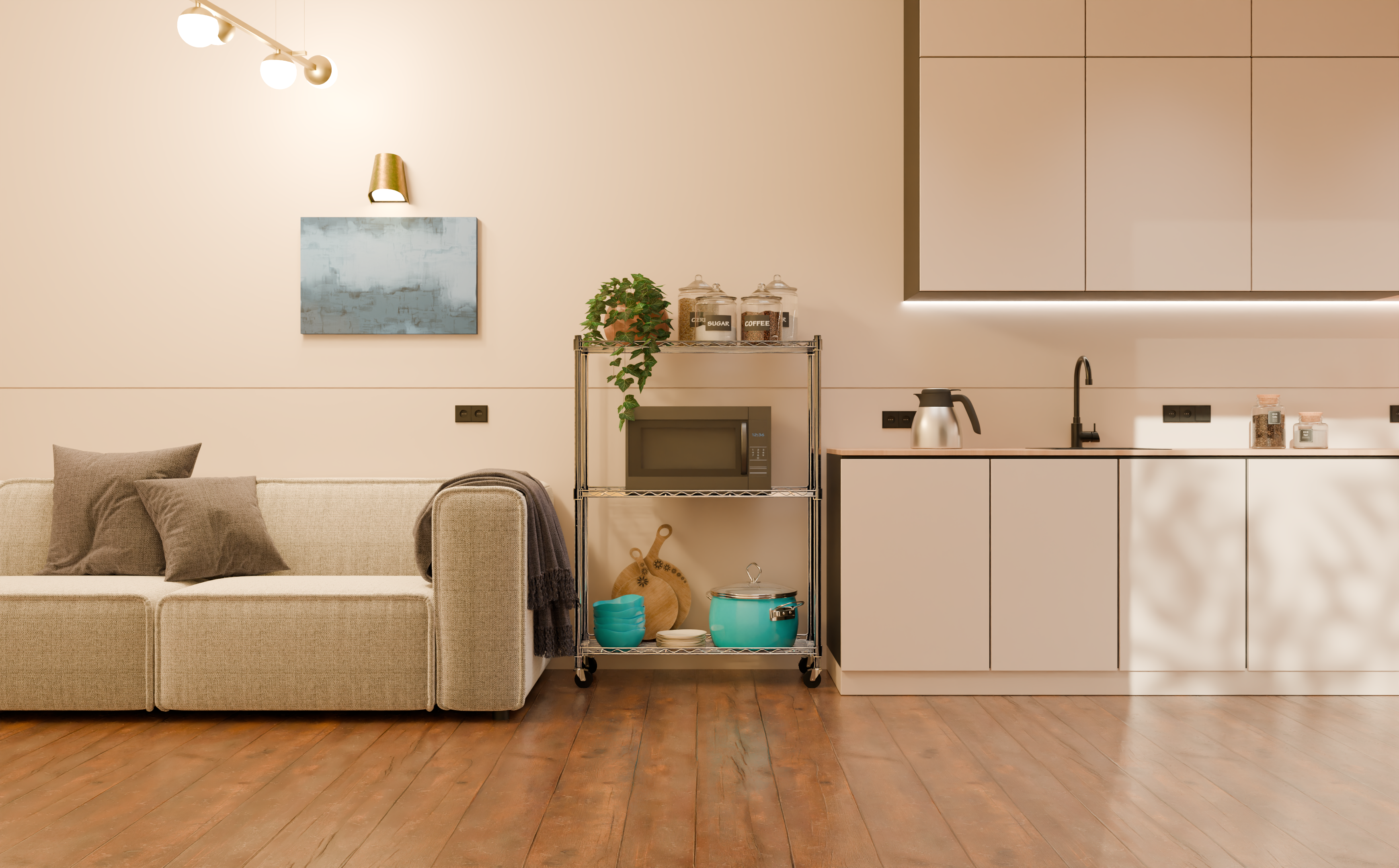 Tune Home 3 Tier Metal Wire Storage Rack with Wheels - Tune home