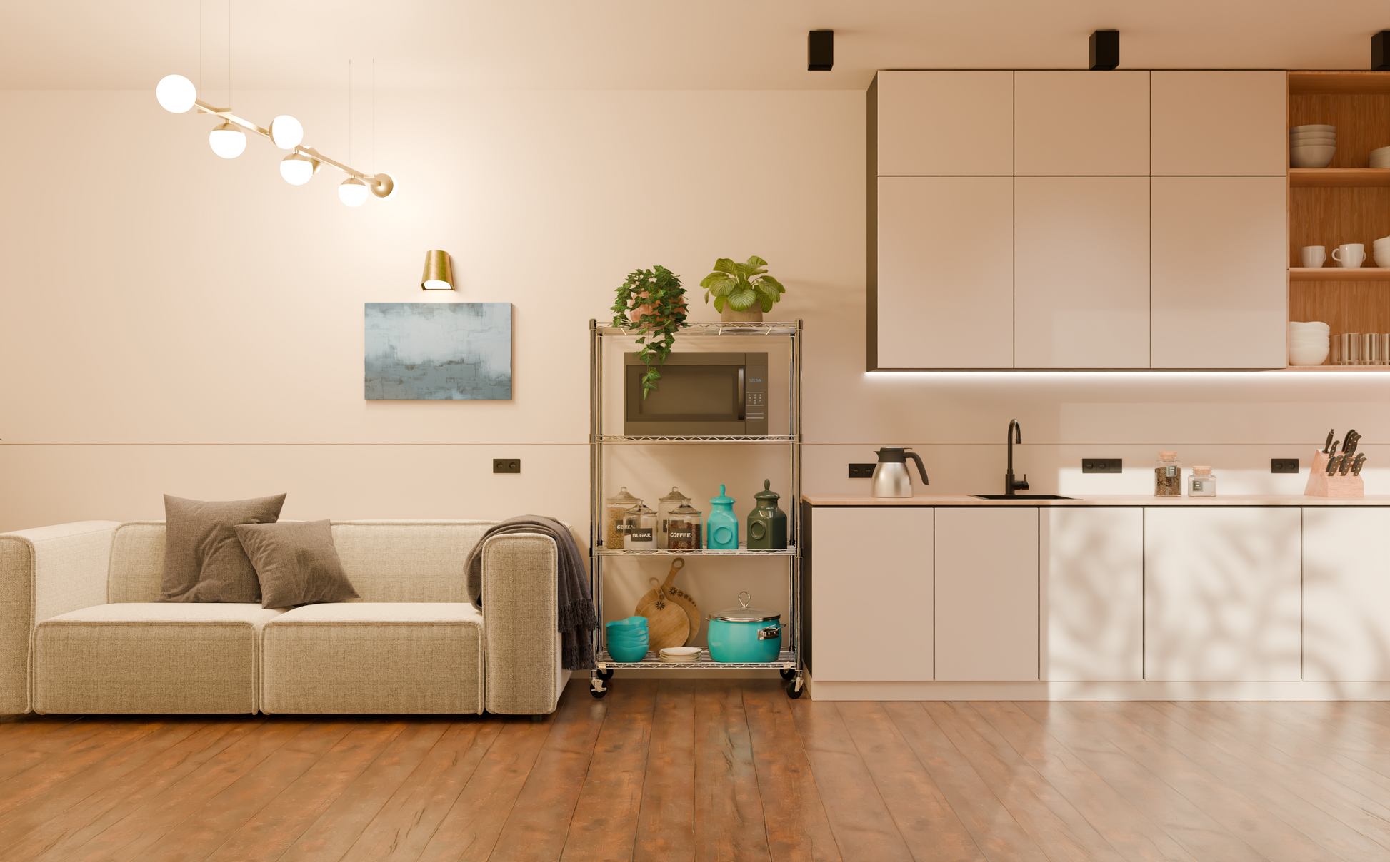 Tune Home 4 Tier Metal Wire Storage Rack with Wheels - Tune home