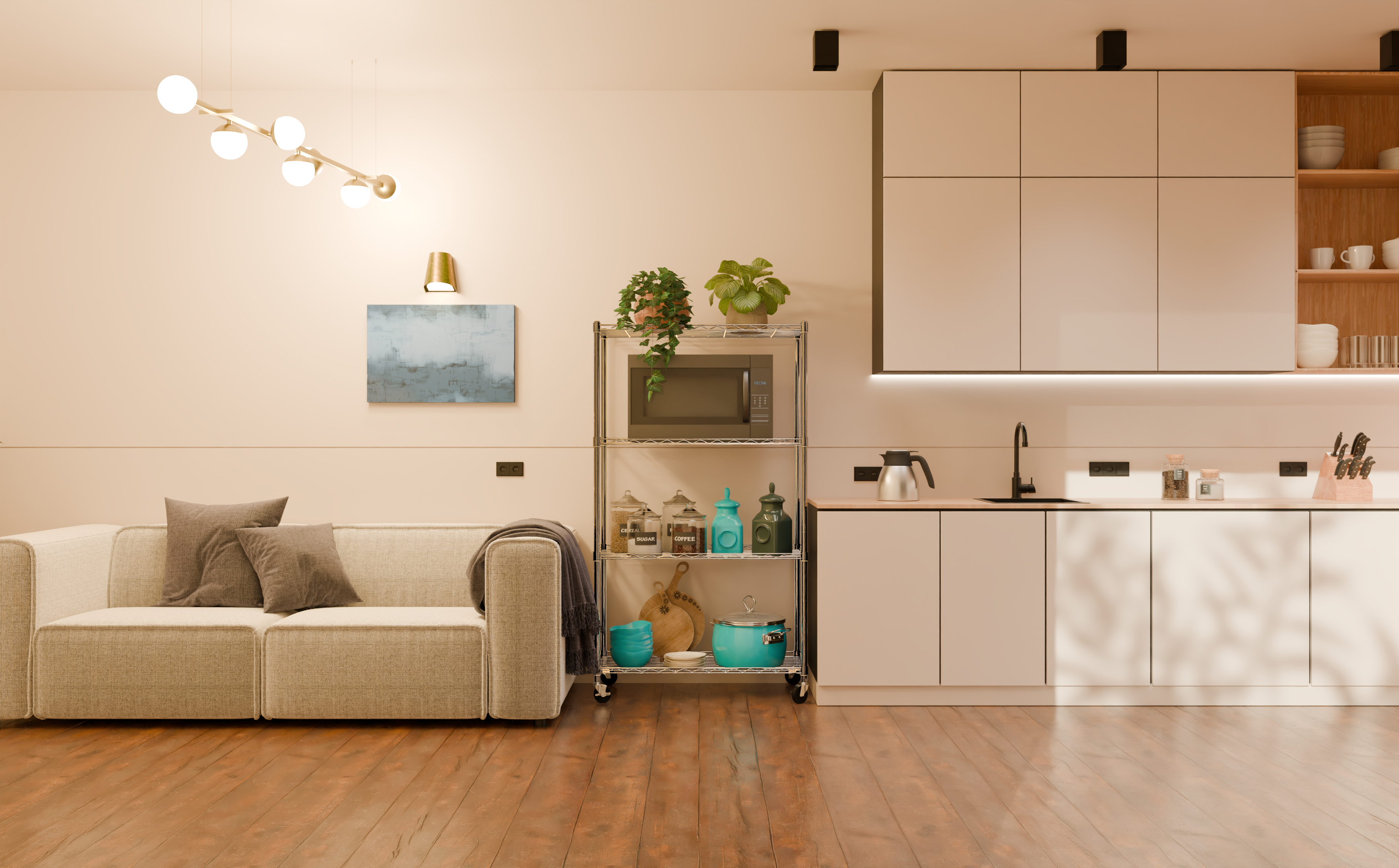 Tune Home 4 Tier Metal Wire Storage Rack with Wheels - Tune home