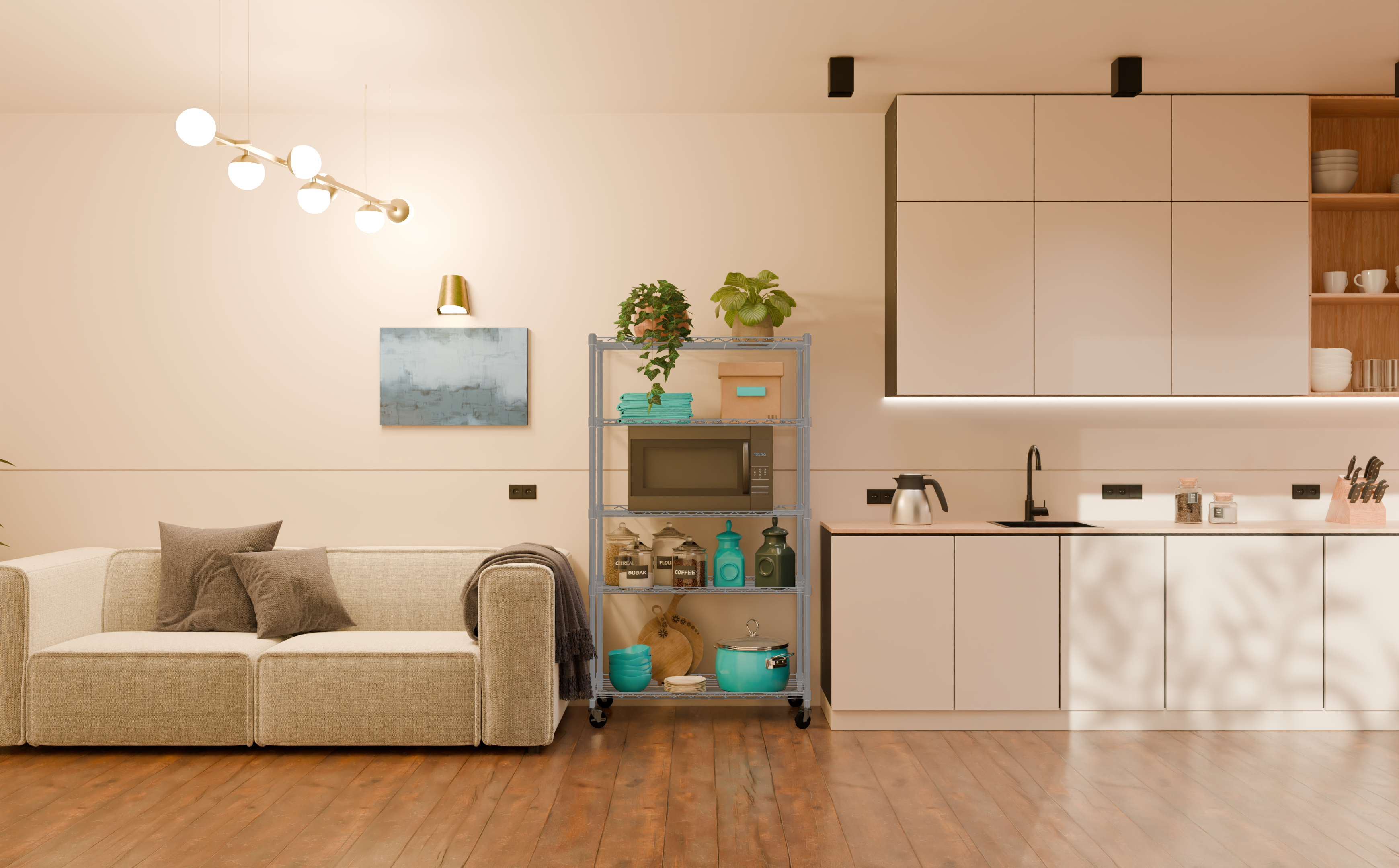 Tune Home 5 Tier Metal Wire Storage Rack with Wheels - Tune home