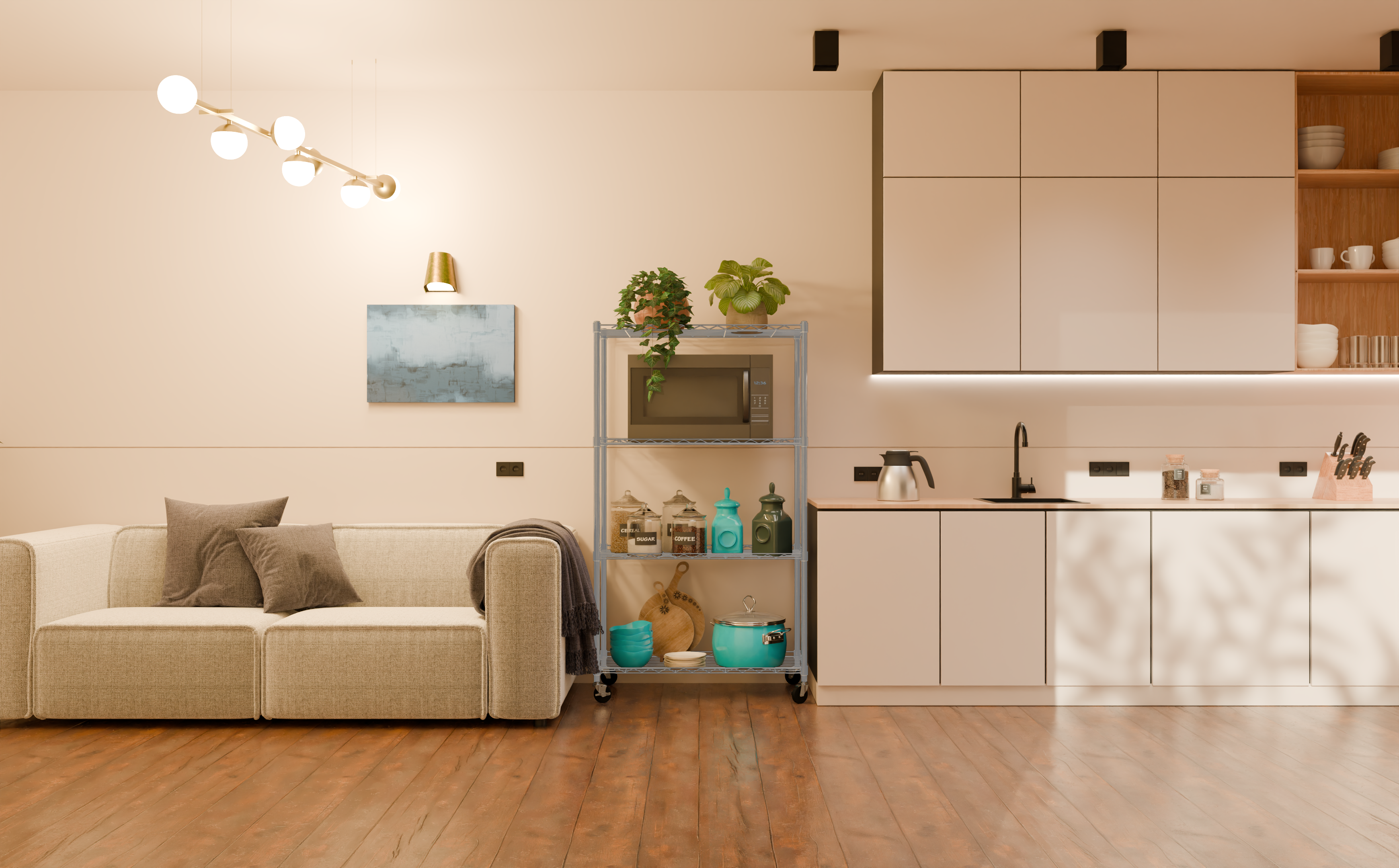 Tune Home 4 Tier Metal Wire Storage Rack with Wheels - Tune home