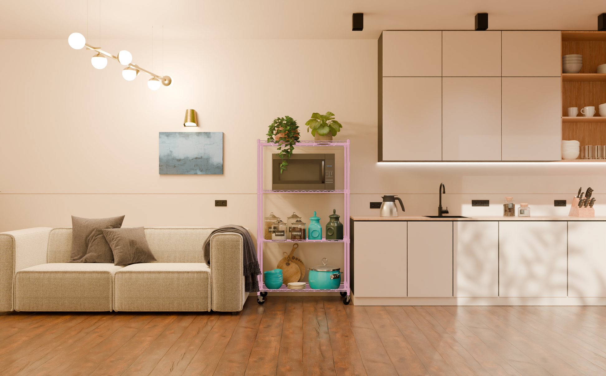 Tune Home 4 Tier Metal Wire Storage Rack with Wheels - Tune home