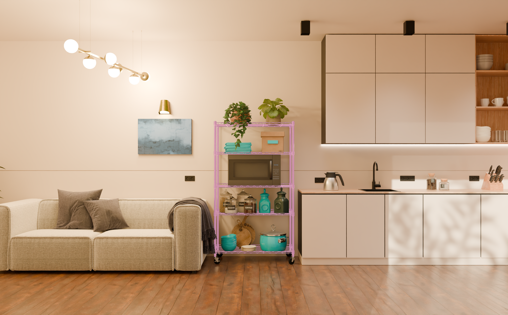 Tune Home 5 Tier Metal Wire Storage Rack with Wheels - Tune home