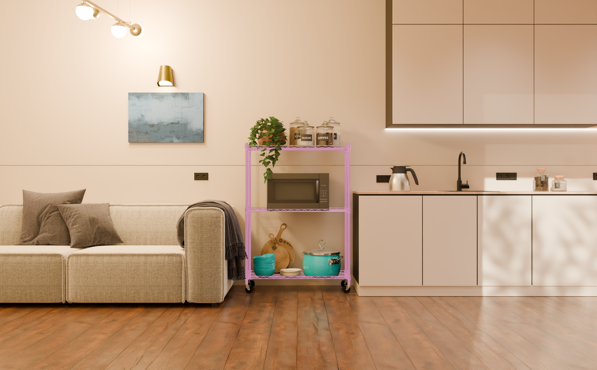 Tune Home 3 Tier Metal Wire Storage Rack with Wheels - Tune home