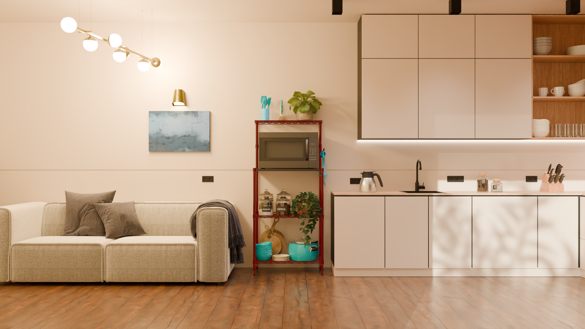 Tune Home 3-Tier Microwave Oven Wooden Top Wire Storage Rack - Tune home