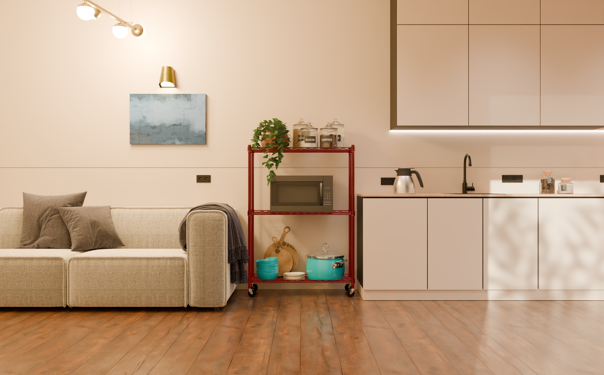 Tune Home 3 Tier Metal Wire Storage Rack with Wheels - Tune home