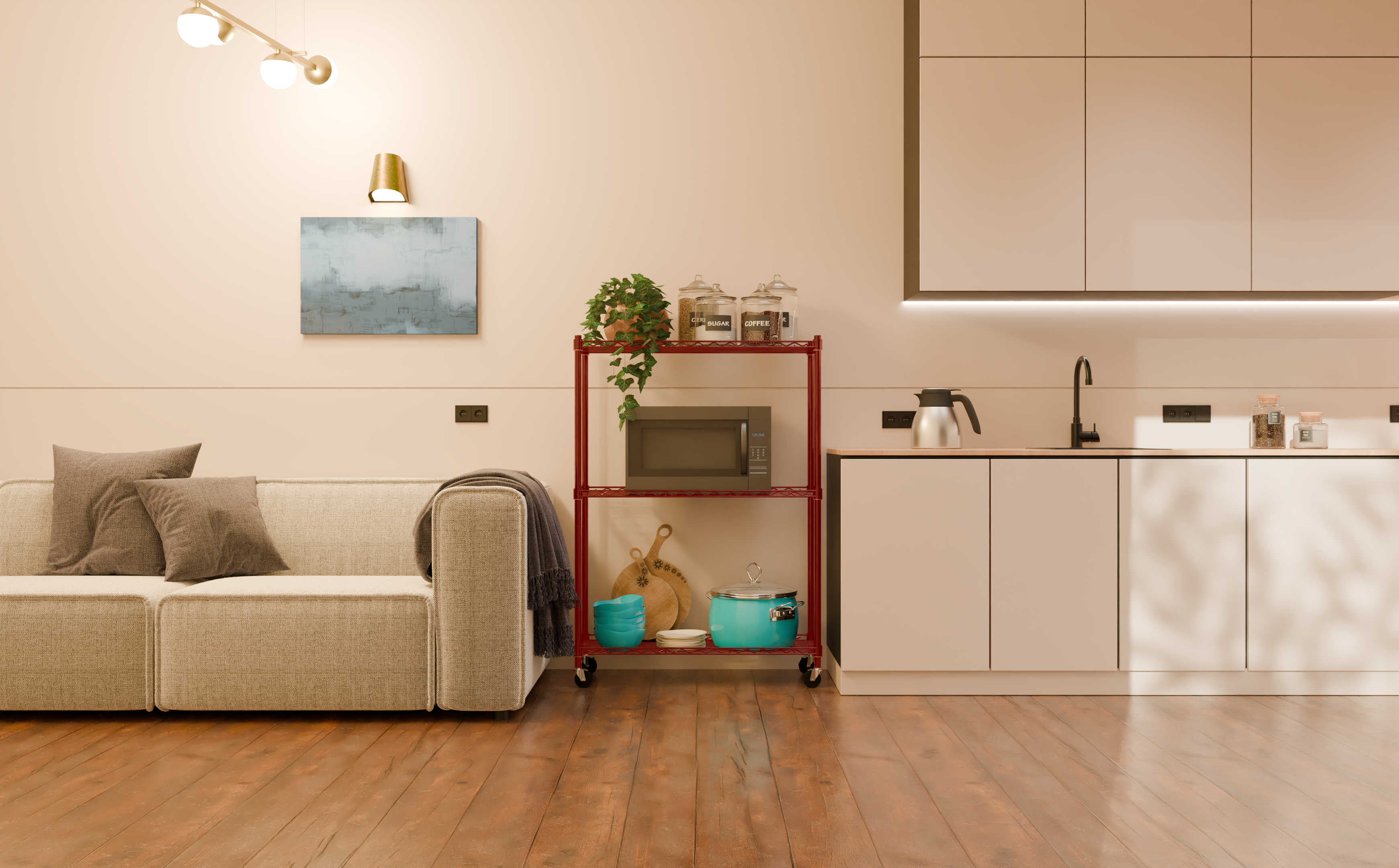 Tune Home 3 Tier Metal Wire Storage Rack with Wheels - Tune home