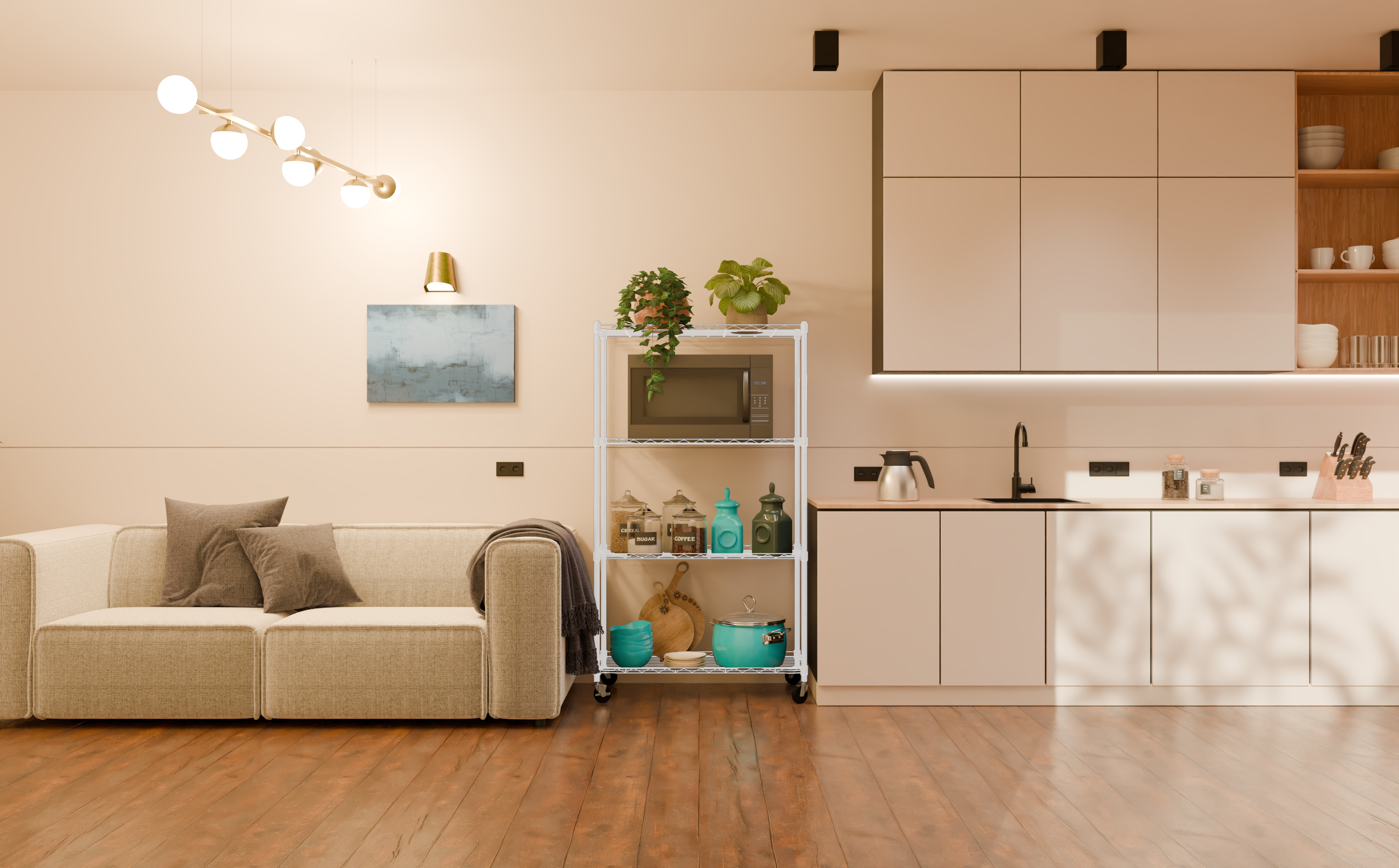 Tune Home 4 Tier Metal Wire Storage Rack with Wheels - Tune home