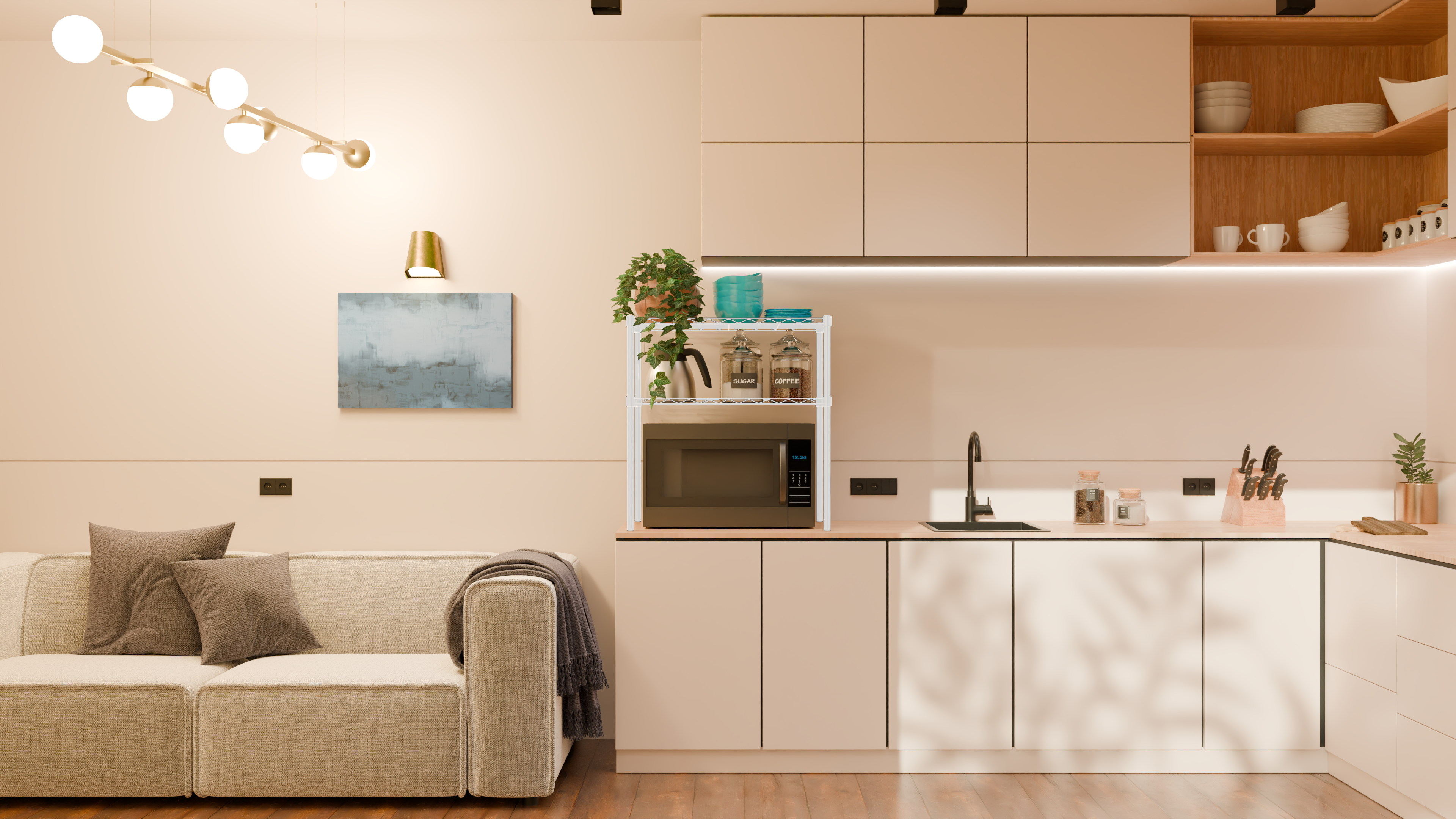 Tune Home 2-Tier Compact Microwave Storage Rack - Tune home