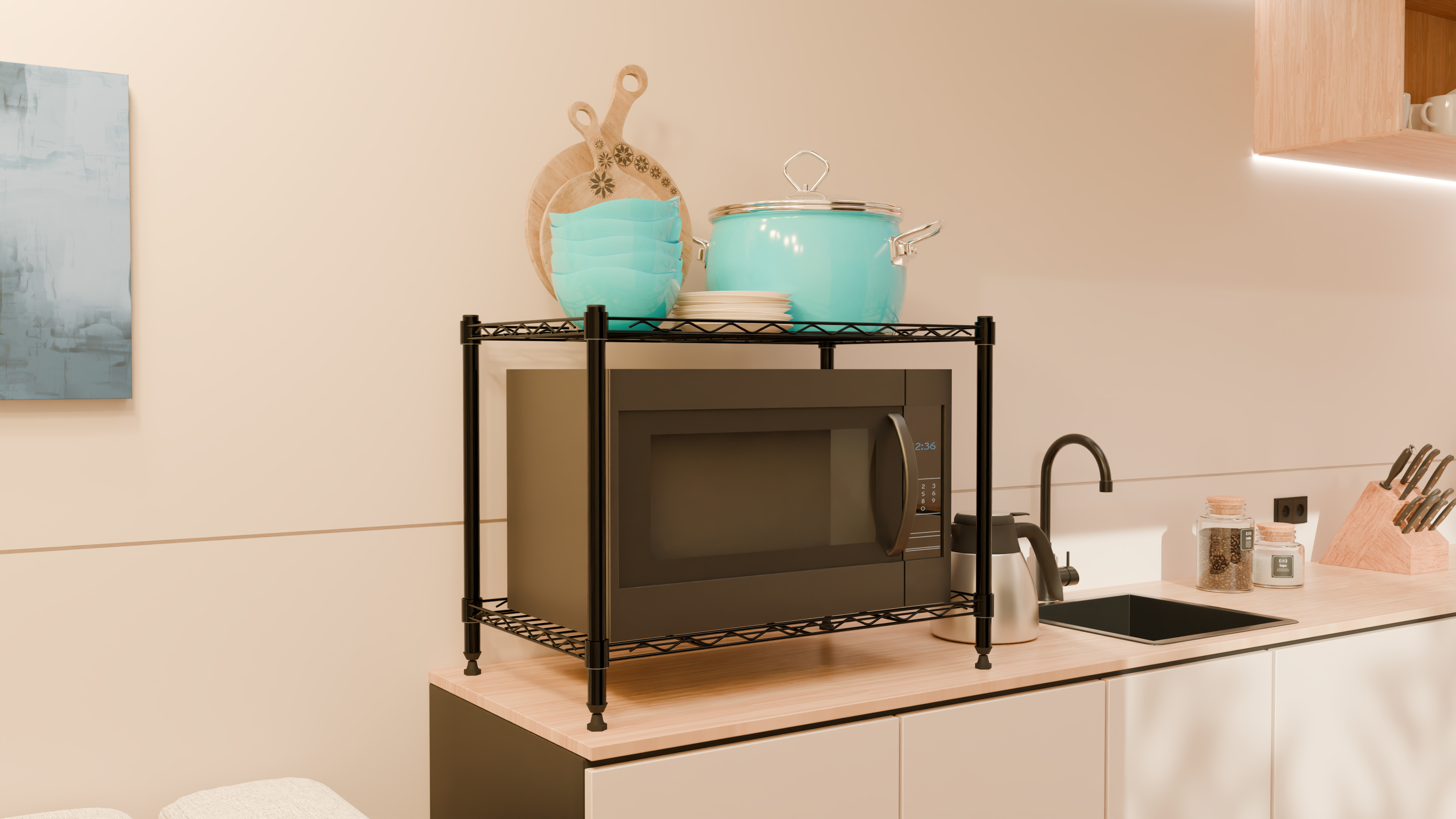 Tune Home 2 Tier Metal Wire Storage Rack - Tune home