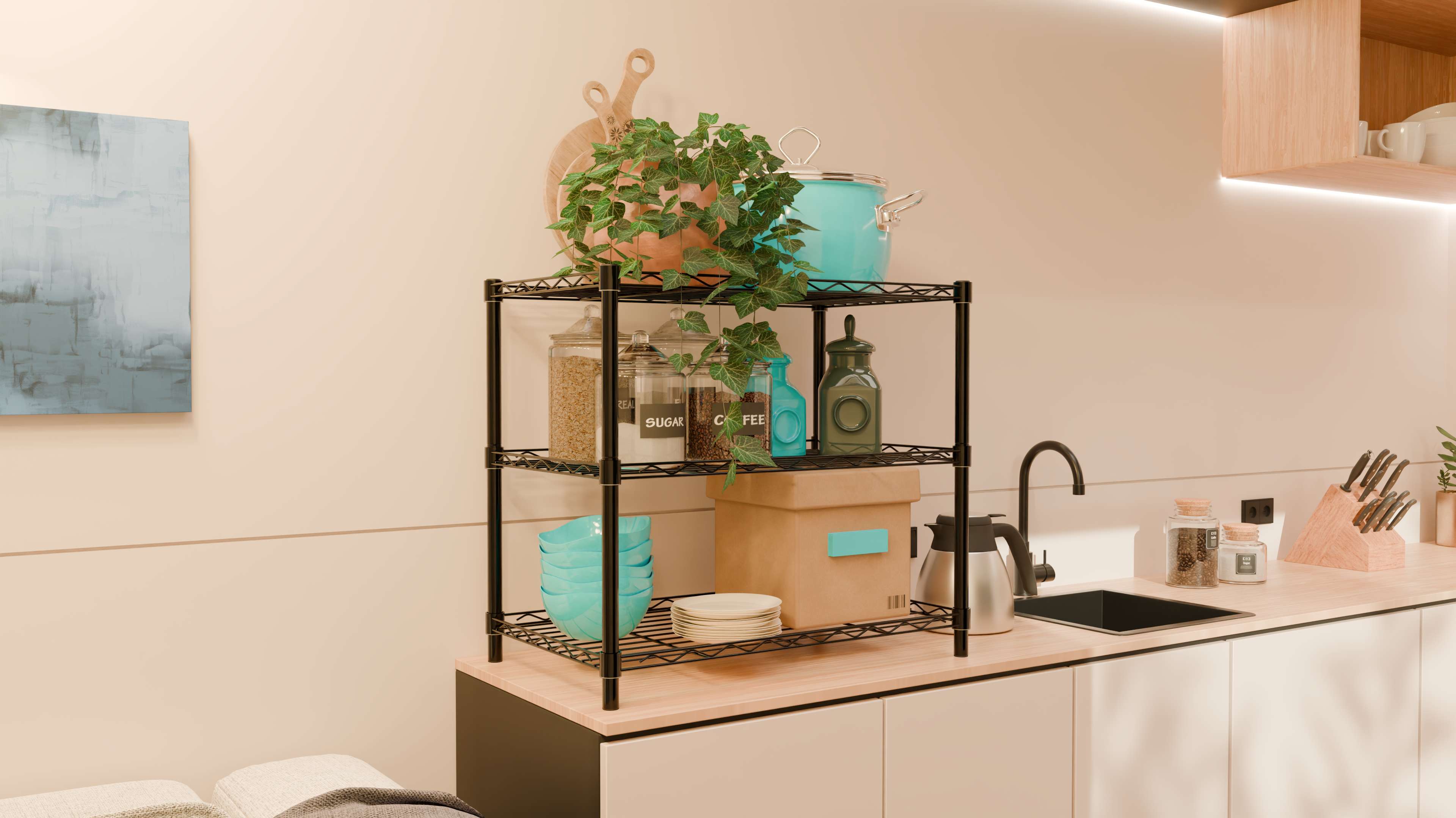 Tune Home 3 Tier Countertop Metal Wire Storage Rack - Tune home