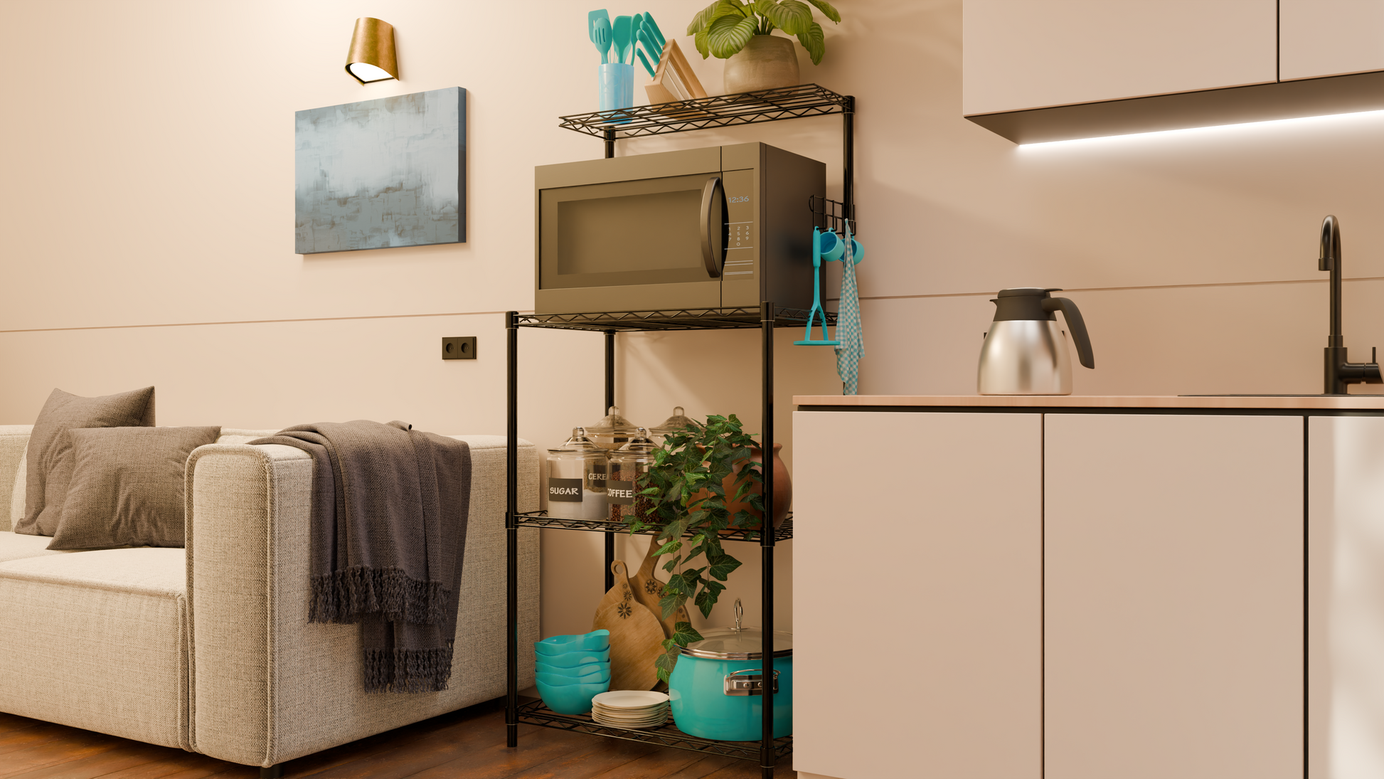 Tune Home 3-Tier Microwave Oven Metal Wire Storage Rack - Tune home