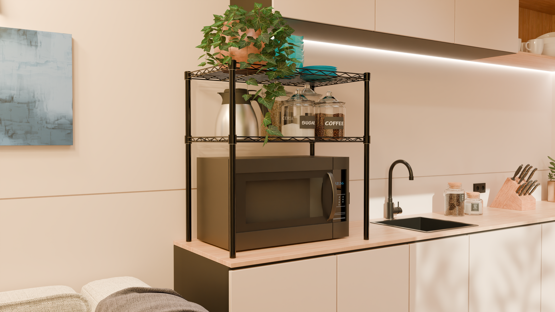 Tune Home 2-Tier Compact Microwave Storage Rack - Tune home