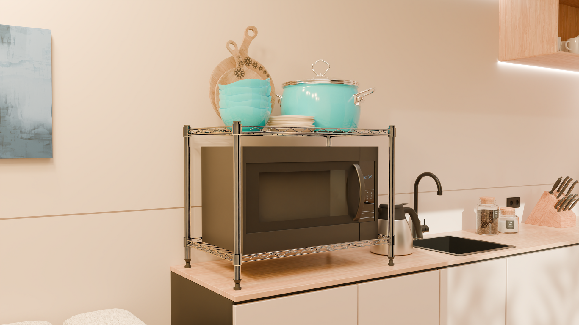 Tune Home 2 Tier Metal Wire Storage Rack - Tune home