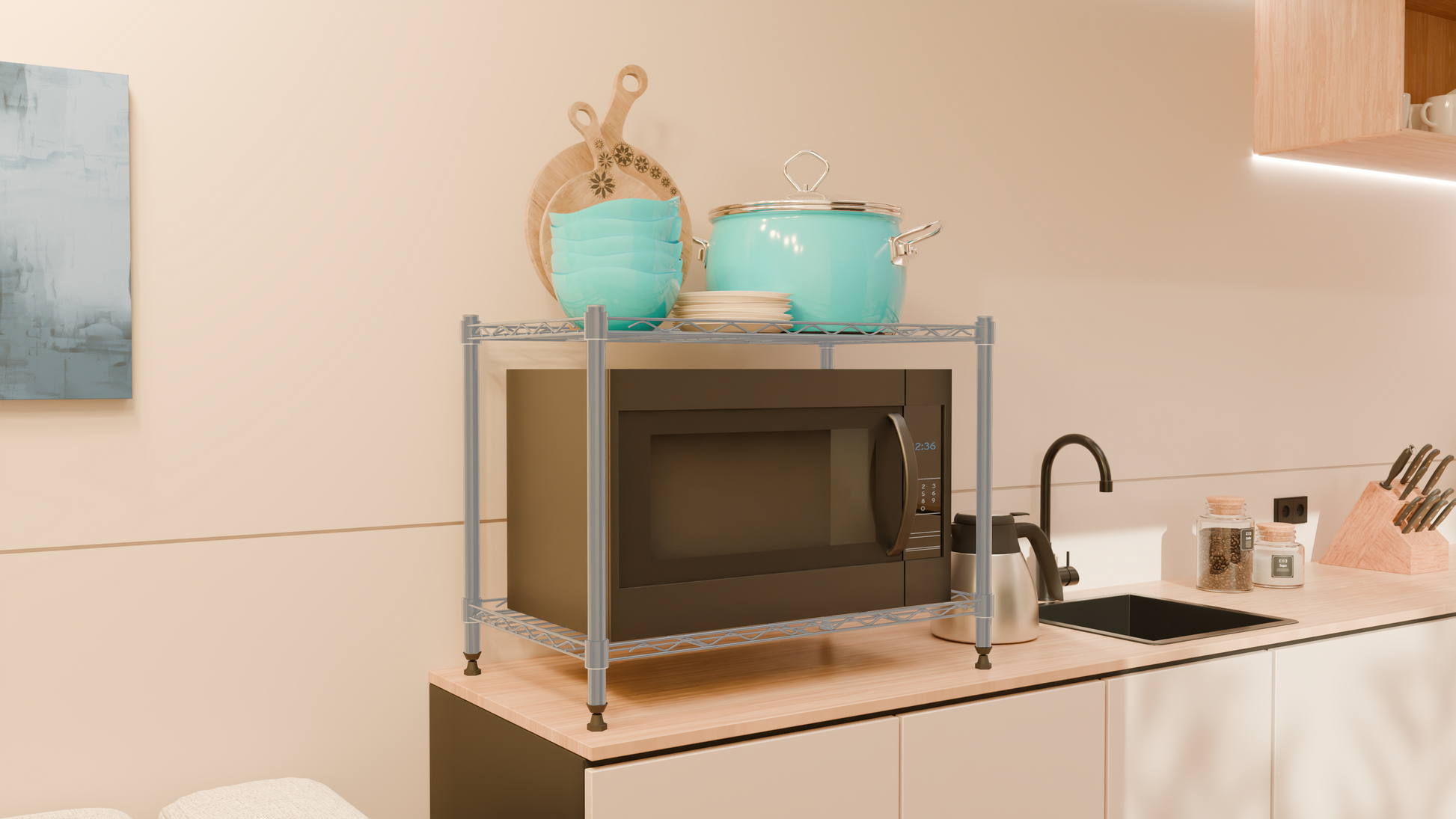 Tune Home 2 Tier Metal Wire Storage Rack - Tune home