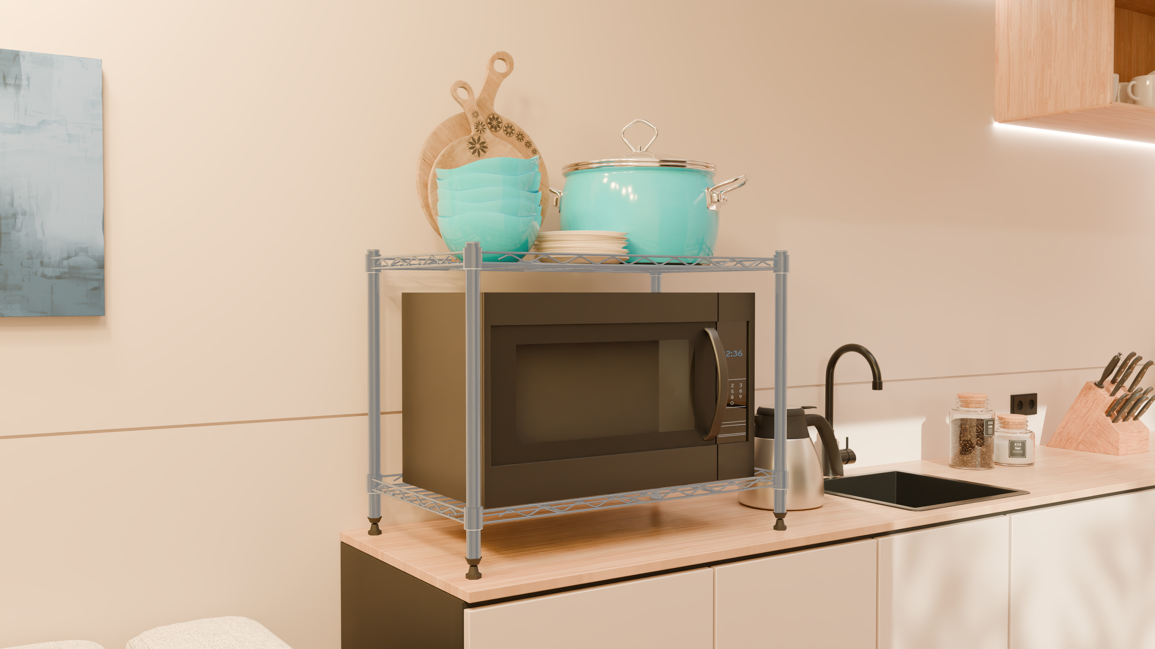 Tune Home 2 Tier Metal Wire Storage Rack - Tune home