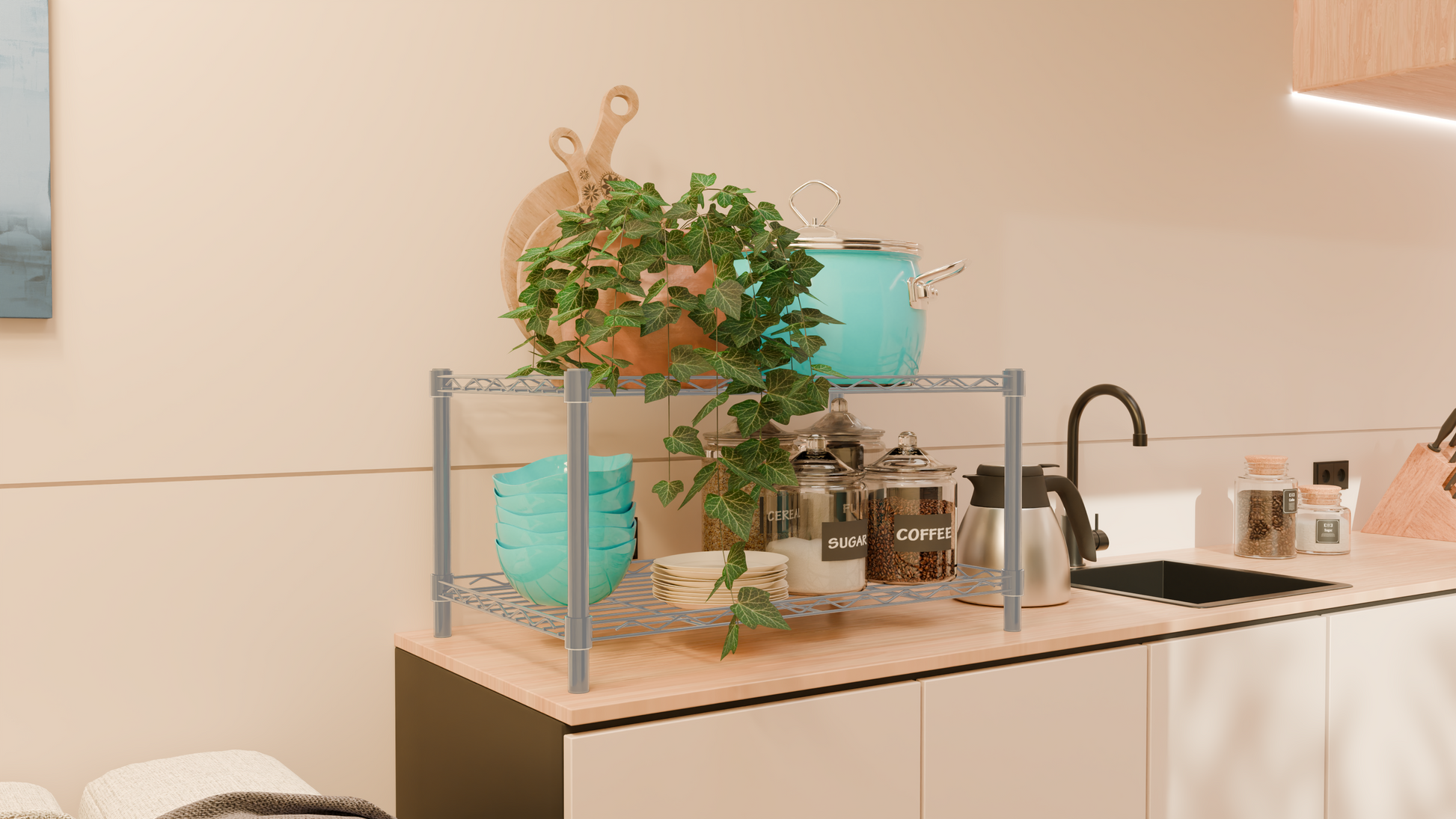 Tune Home 2 Tier Countertop Metal Wire Storage Rack - Tune home