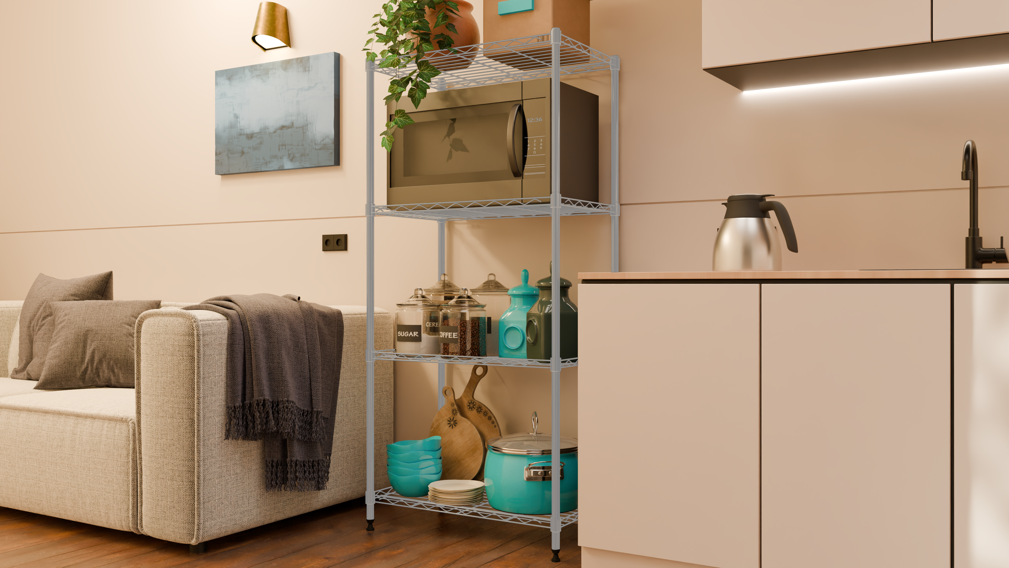 Tune Home 4 Tier Metal Wire Storage Rack - Tune home