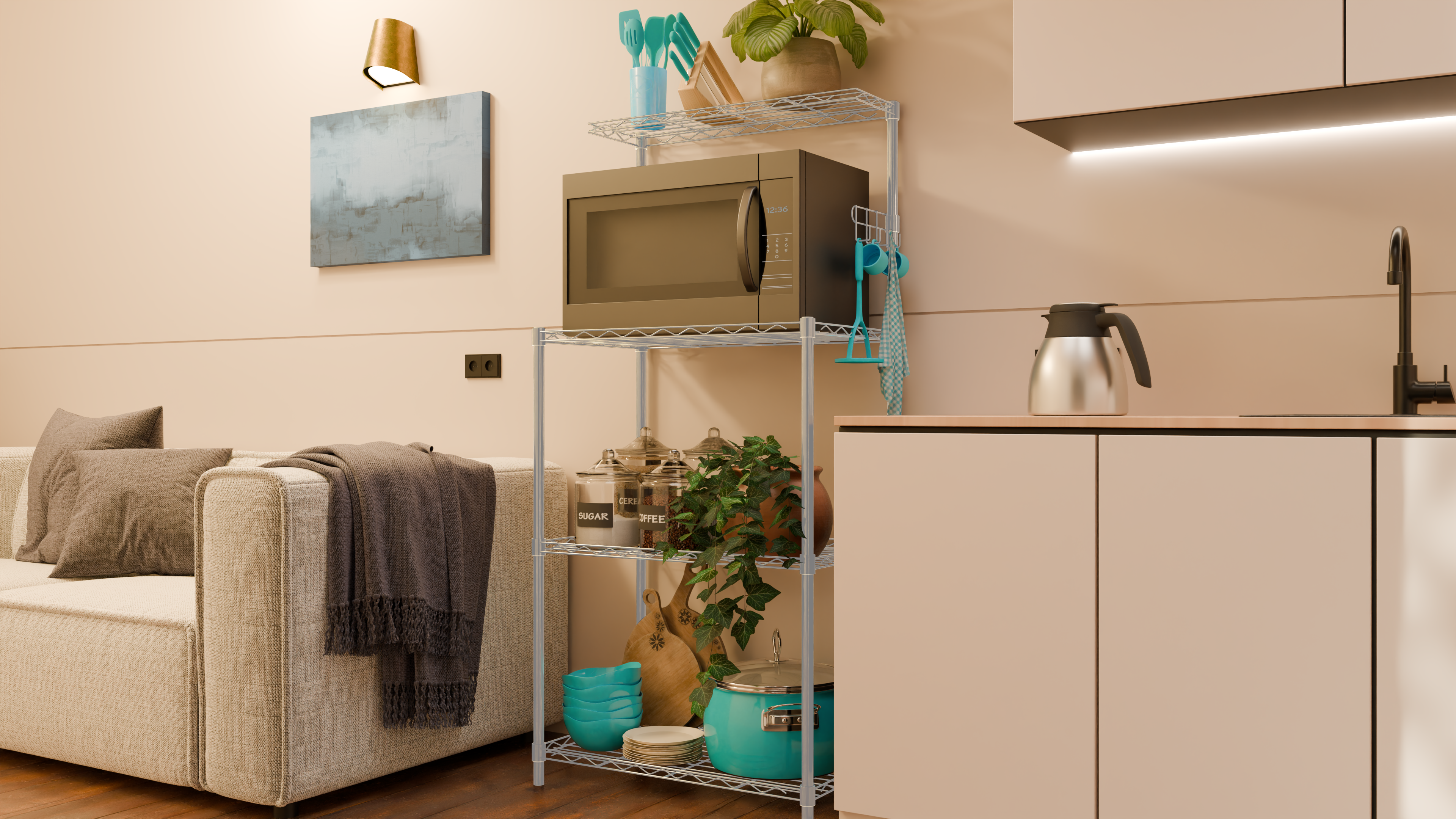 Tune Home 3-Tier Microwave Oven Metal Wire Storage Rack - Tune home