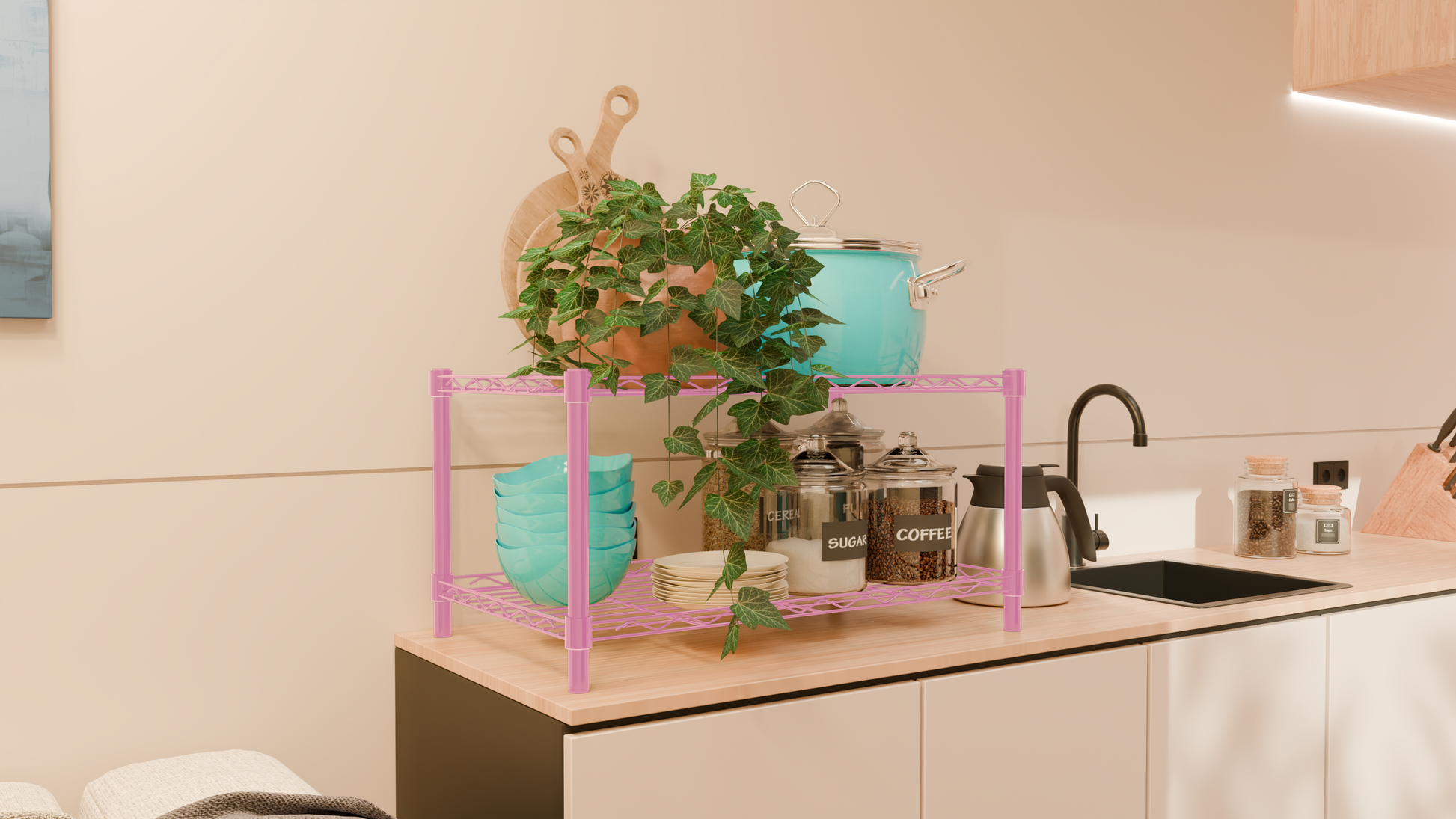 Tune Home 2 Tier Countertop Metal Wire Storage Rack - Tune home