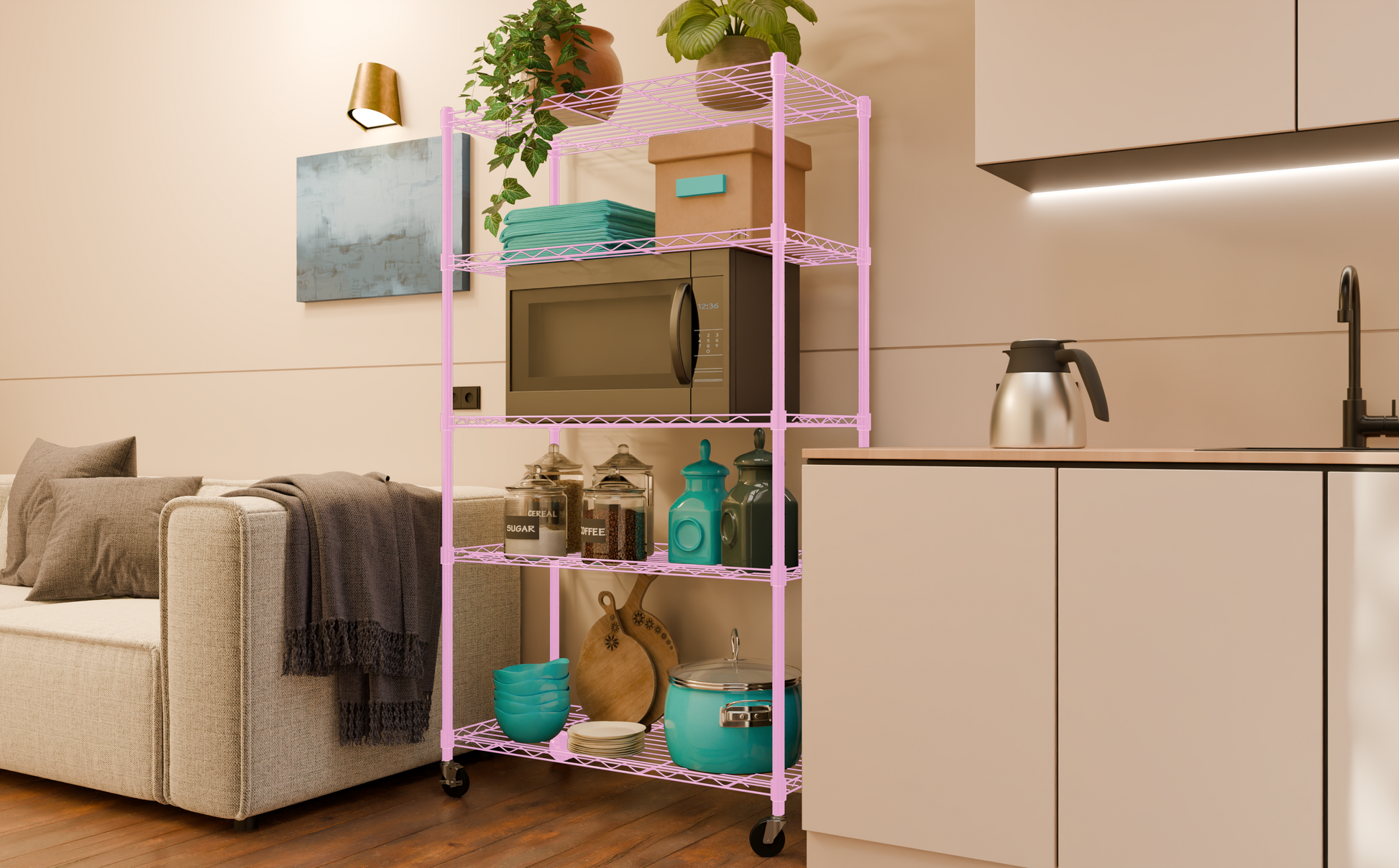 Tune Home 5 Tier Metal Wire Storage Rack with Wheels - Tune home