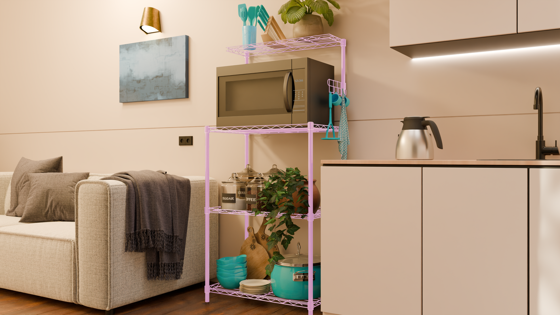 Tune Home 3-Tier Microwave Oven Metal Wire Storage Rack - Tune home