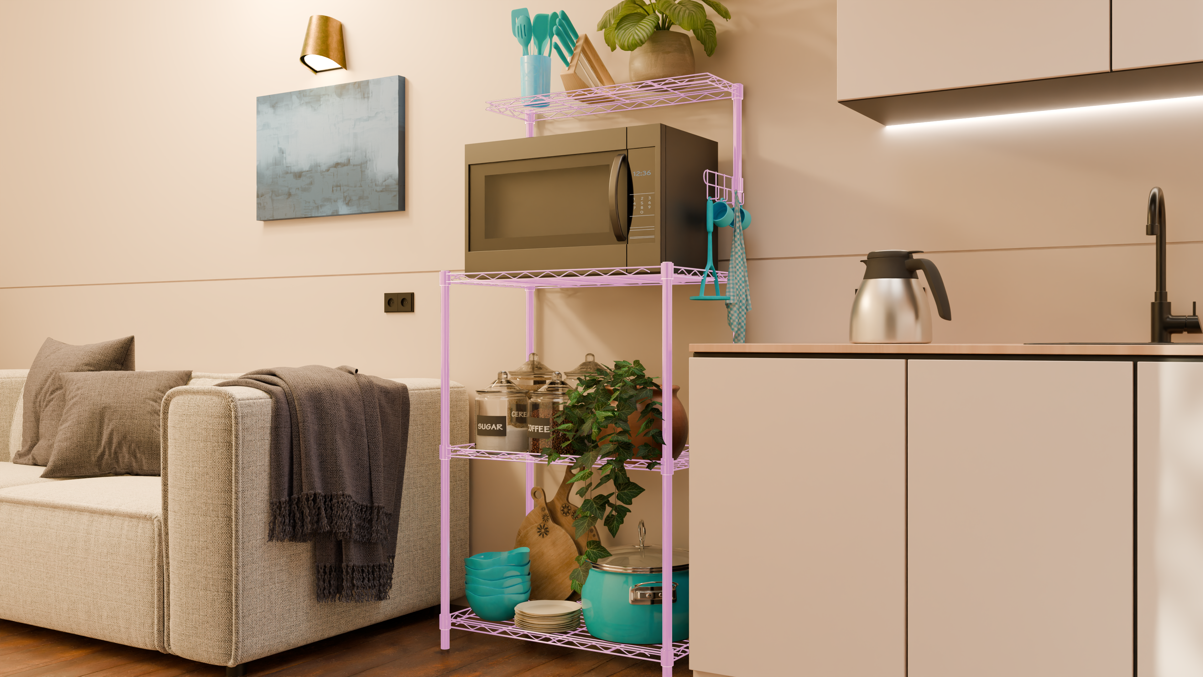 Tune Home 3-Tier Microwave Oven Metal Wire Storage Rack - Tune home