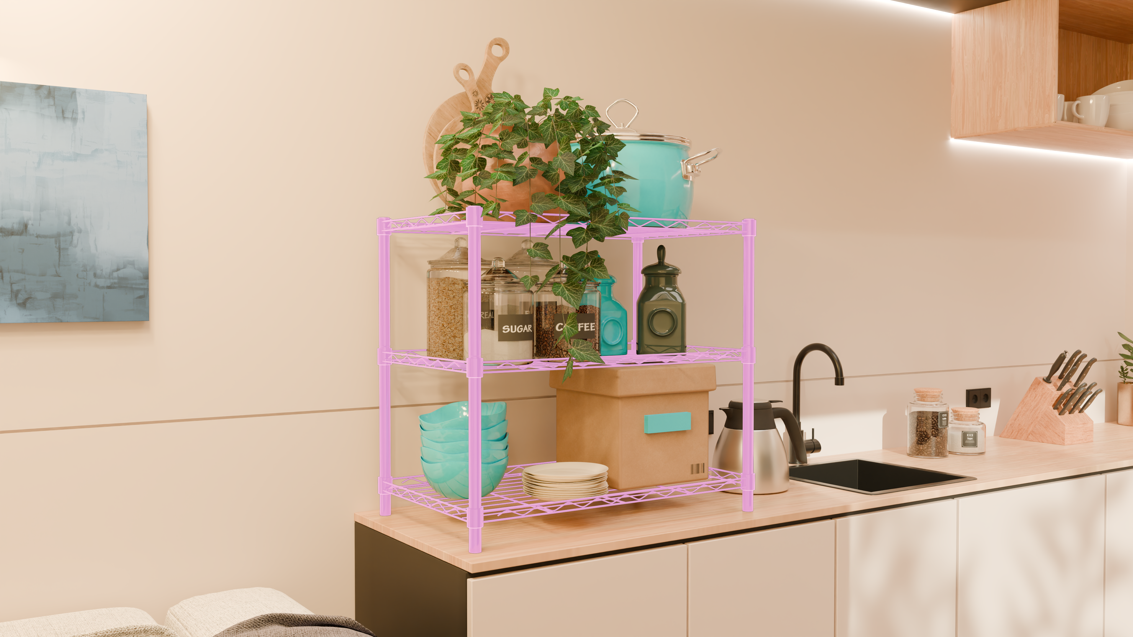 Tune Home 3 Tier Countertop Metal Wire Storage Rack - Tune home