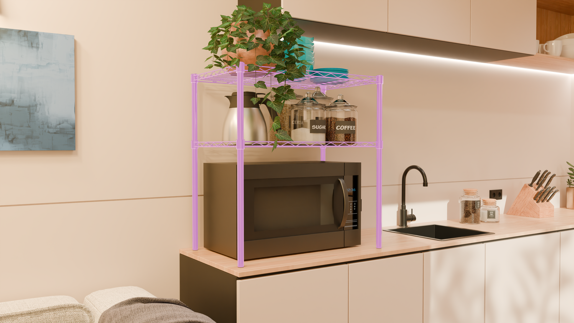 Tune Home 2-Tier Compact Microwave Storage Rack - Tune home