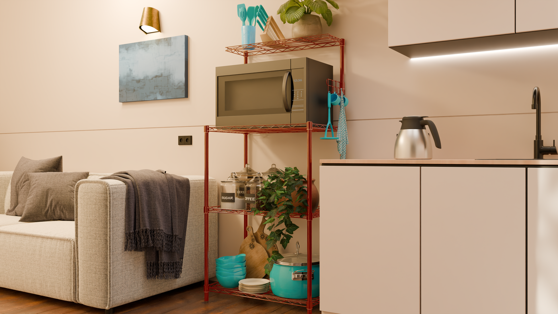 Tune Home 3-Tier Microwave Oven Metal Wire Storage Rack - Tune home