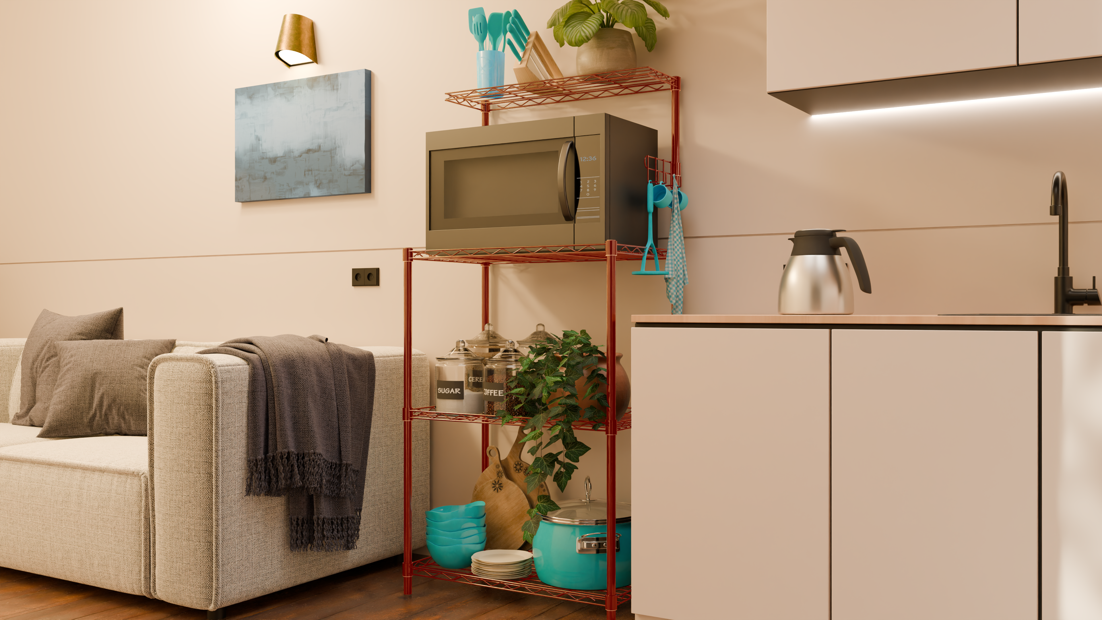 Tune Home 3-Tier Microwave Oven Metal Wire Storage Rack - Tune home