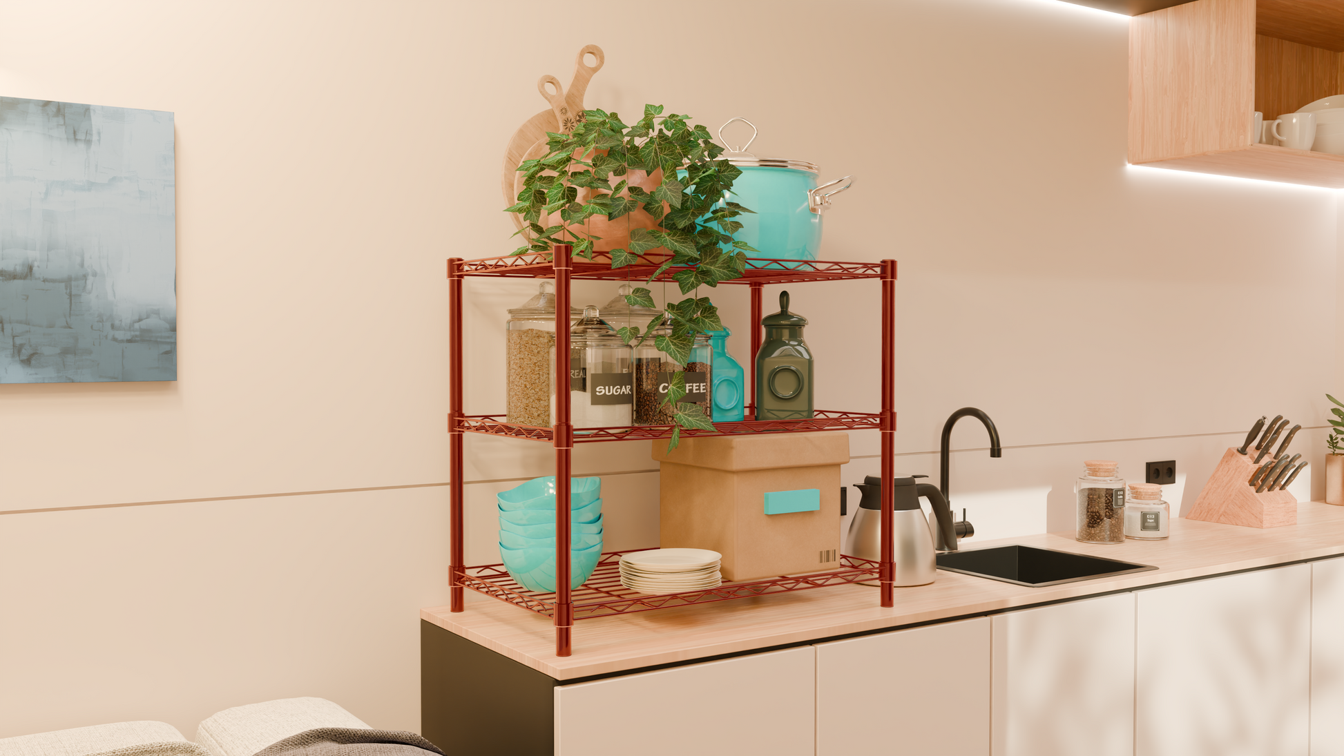 Tune Home 3 Tier Countertop Metal Wire Storage Rack - Tune home