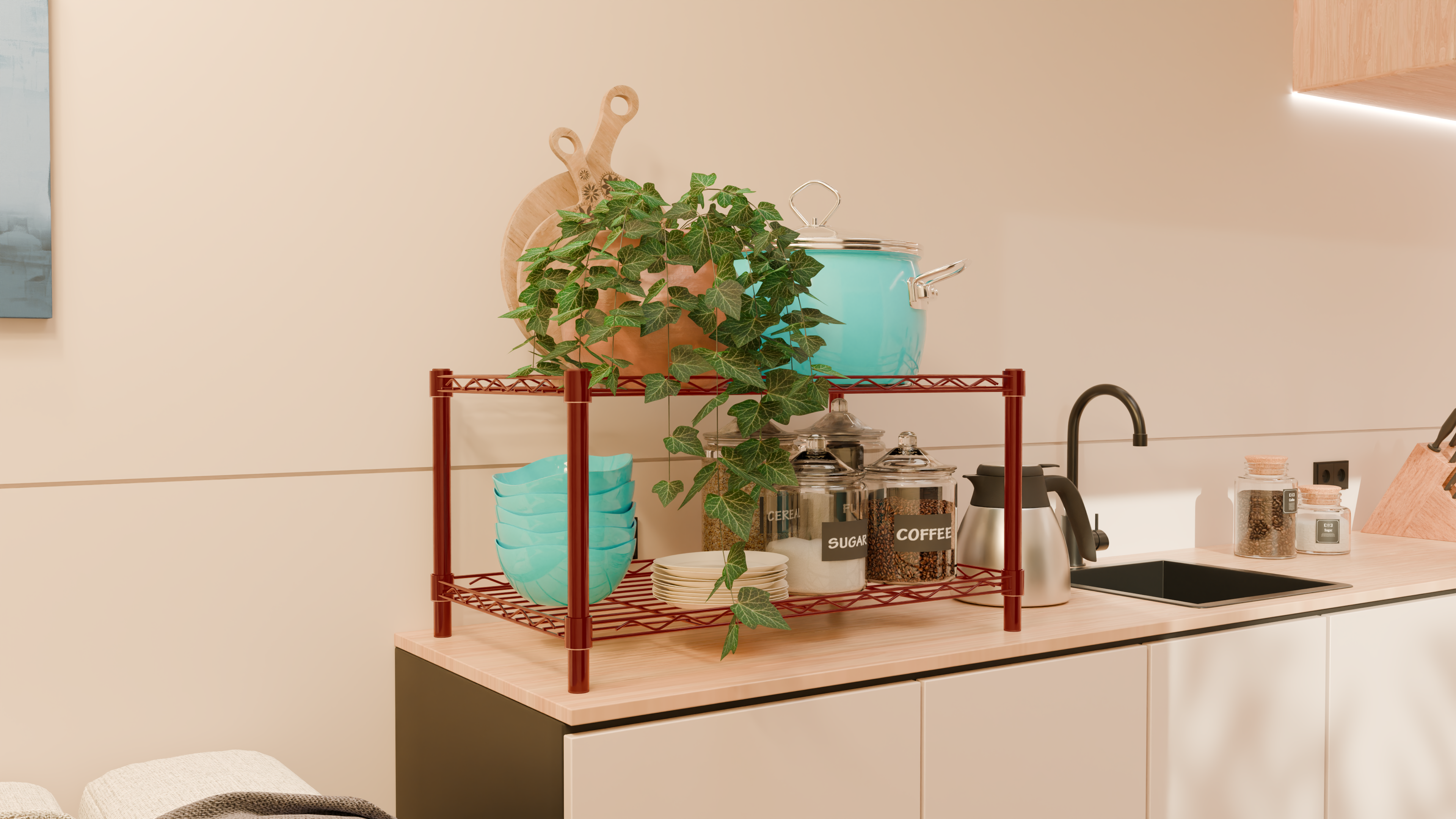 Tune Home 2 Tier Countertop Metal Wire Storage Rack - Tune home