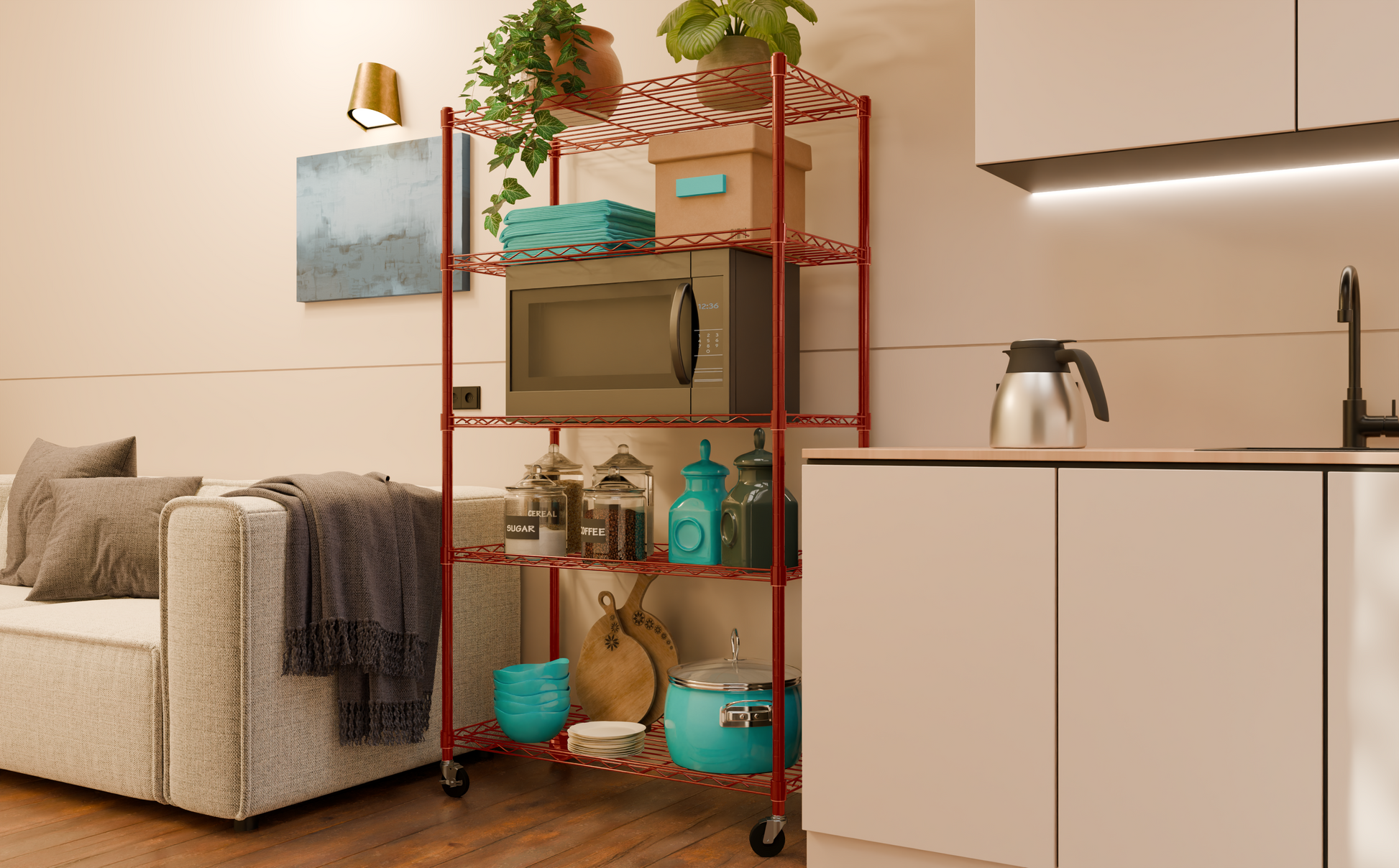 Tune Home 5 Tier Metal Wire Storage Rack with Wheels - Tune home