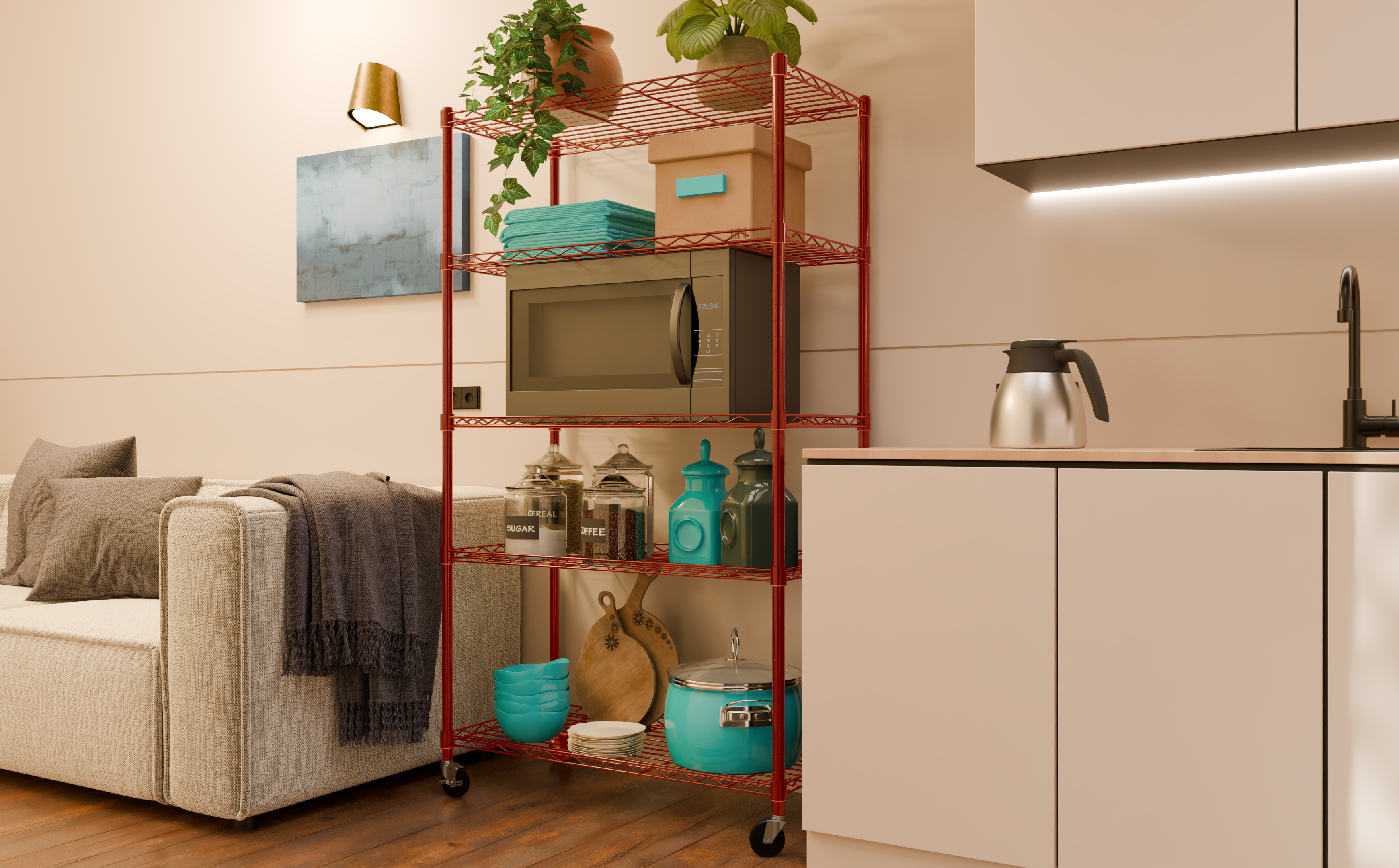 Tune Home 5 Tier Metal Wire Storage Rack with Wheels - Tune home