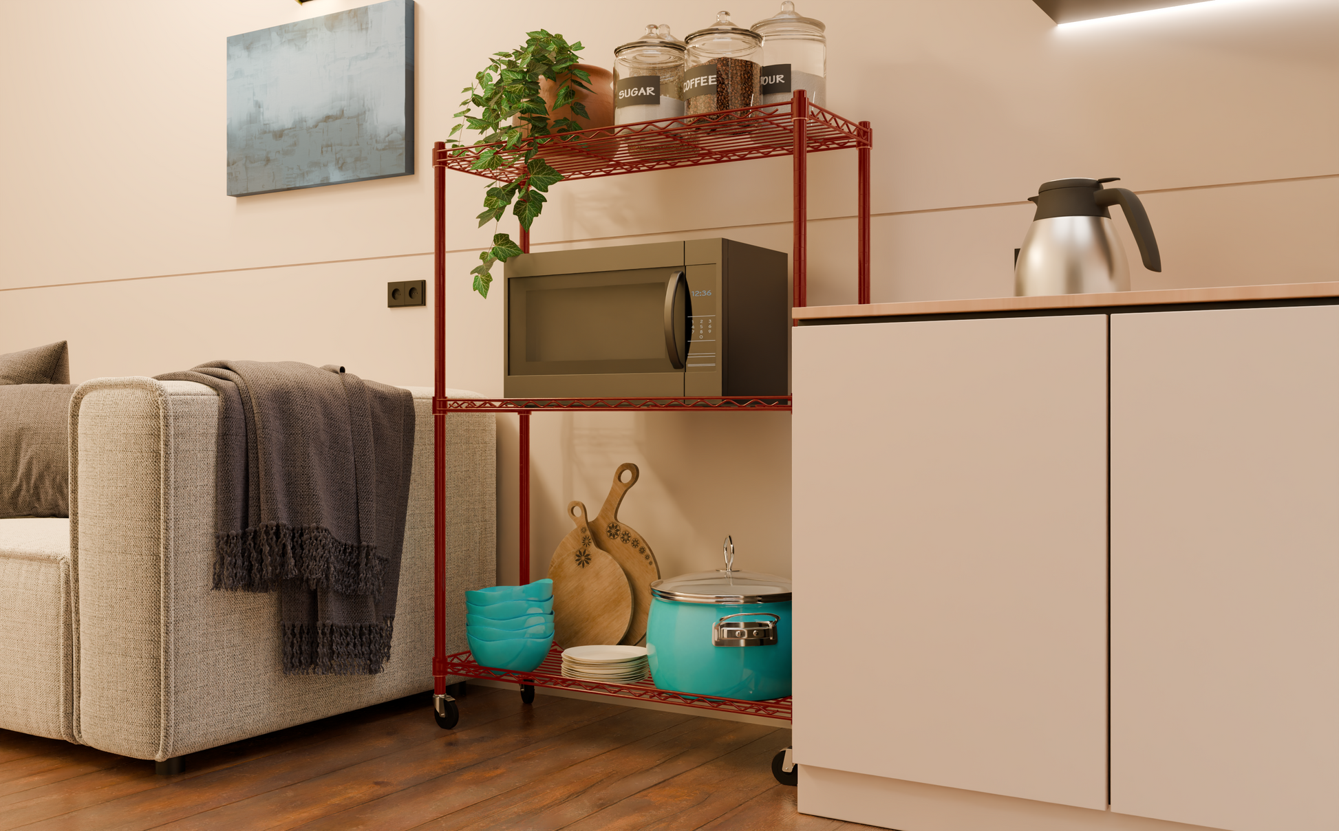 Tune Home 3 Tier Metal Wire Storage Rack with Wheels - Tune home