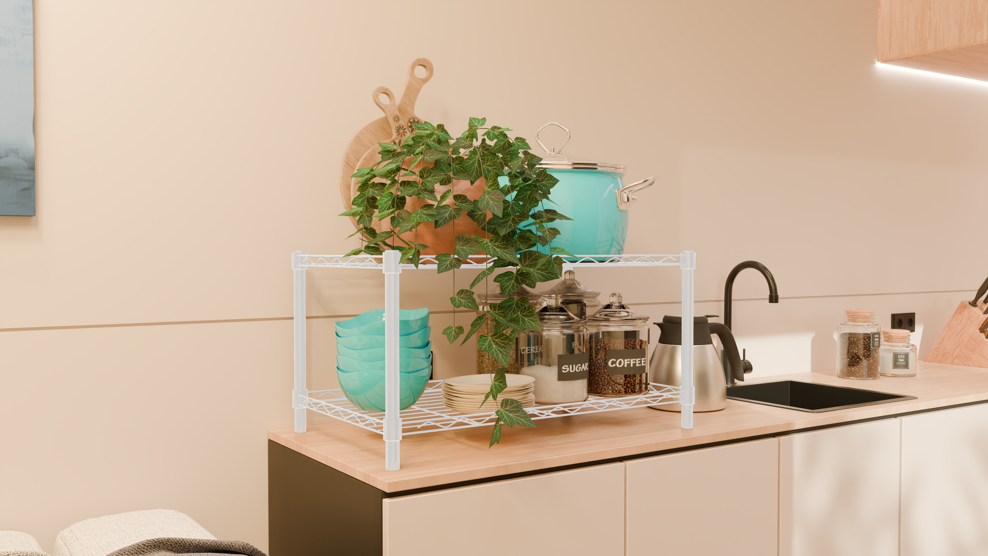 Tune Home 2 Tier Countertop Metal Wire Storage Rack - Tune home