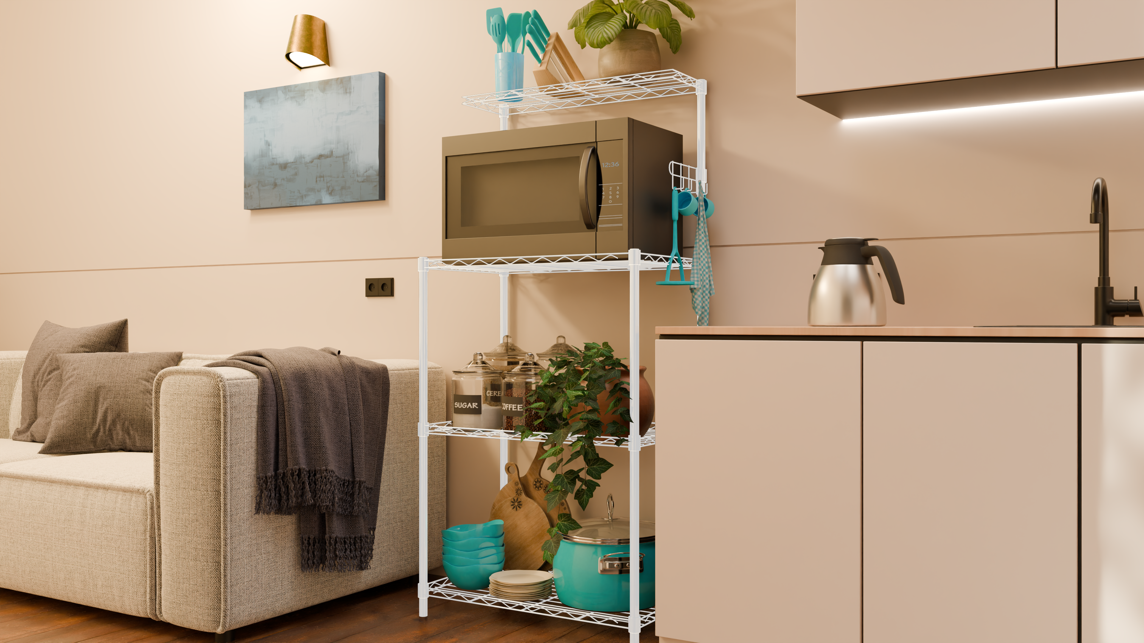 Tune Home 3-Tier Microwave Oven Metal Wire Storage Rack - Tune home