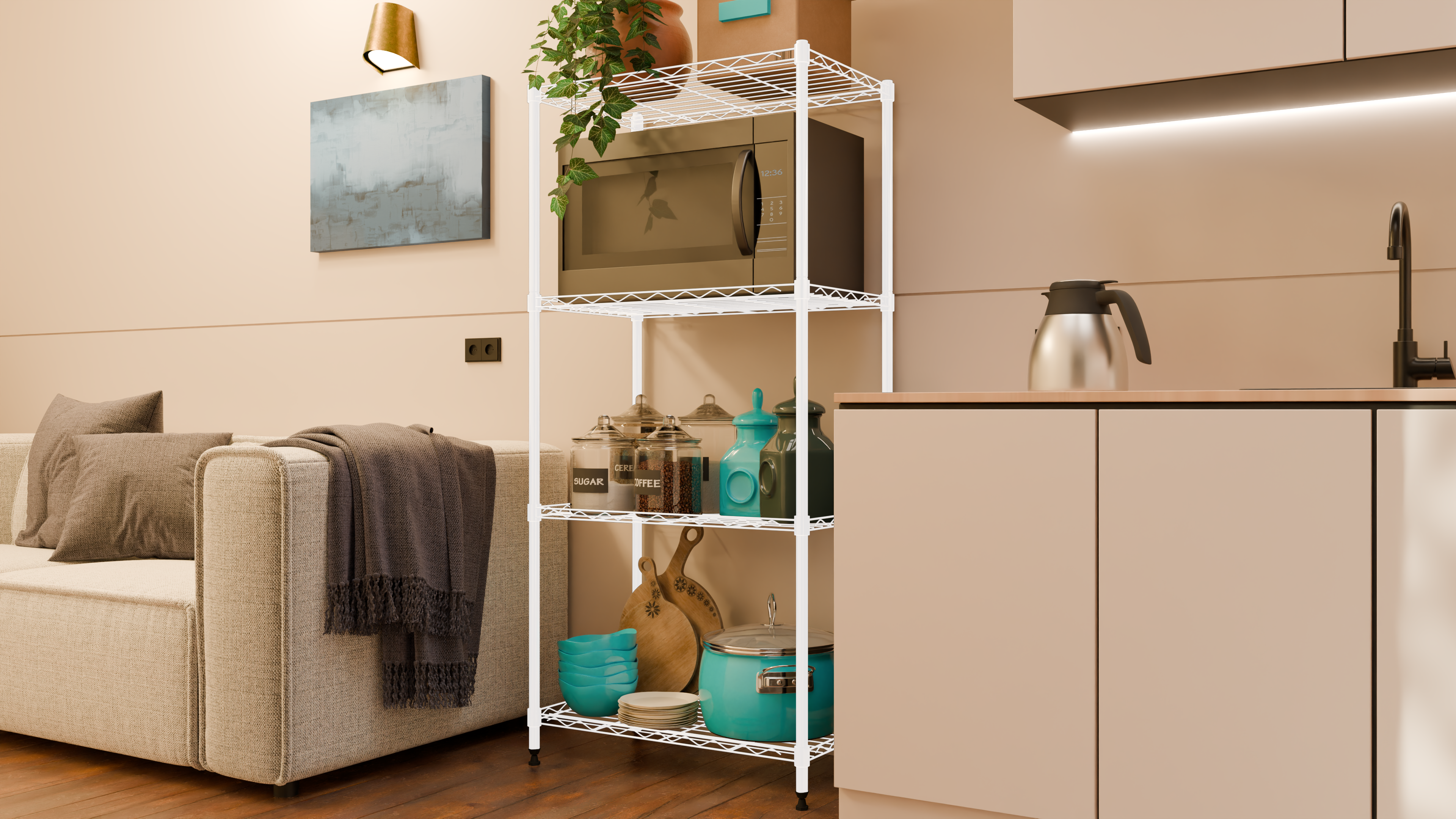 Tune Home 4 Tier Metal Wire Storage Rack - Tune home