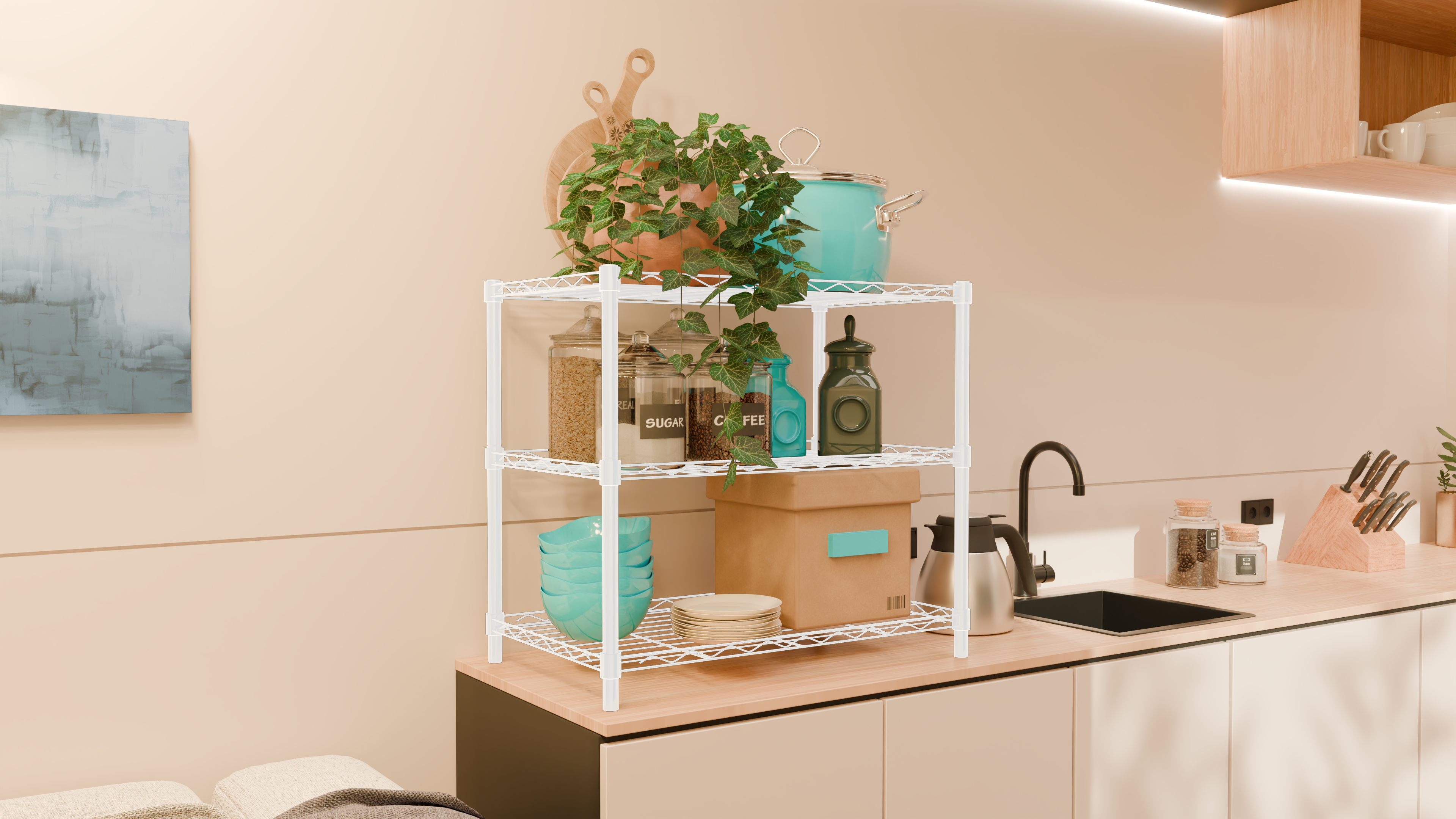 Tune Home 3 Tier Countertop Metal Wire Storage Rack - Tune home