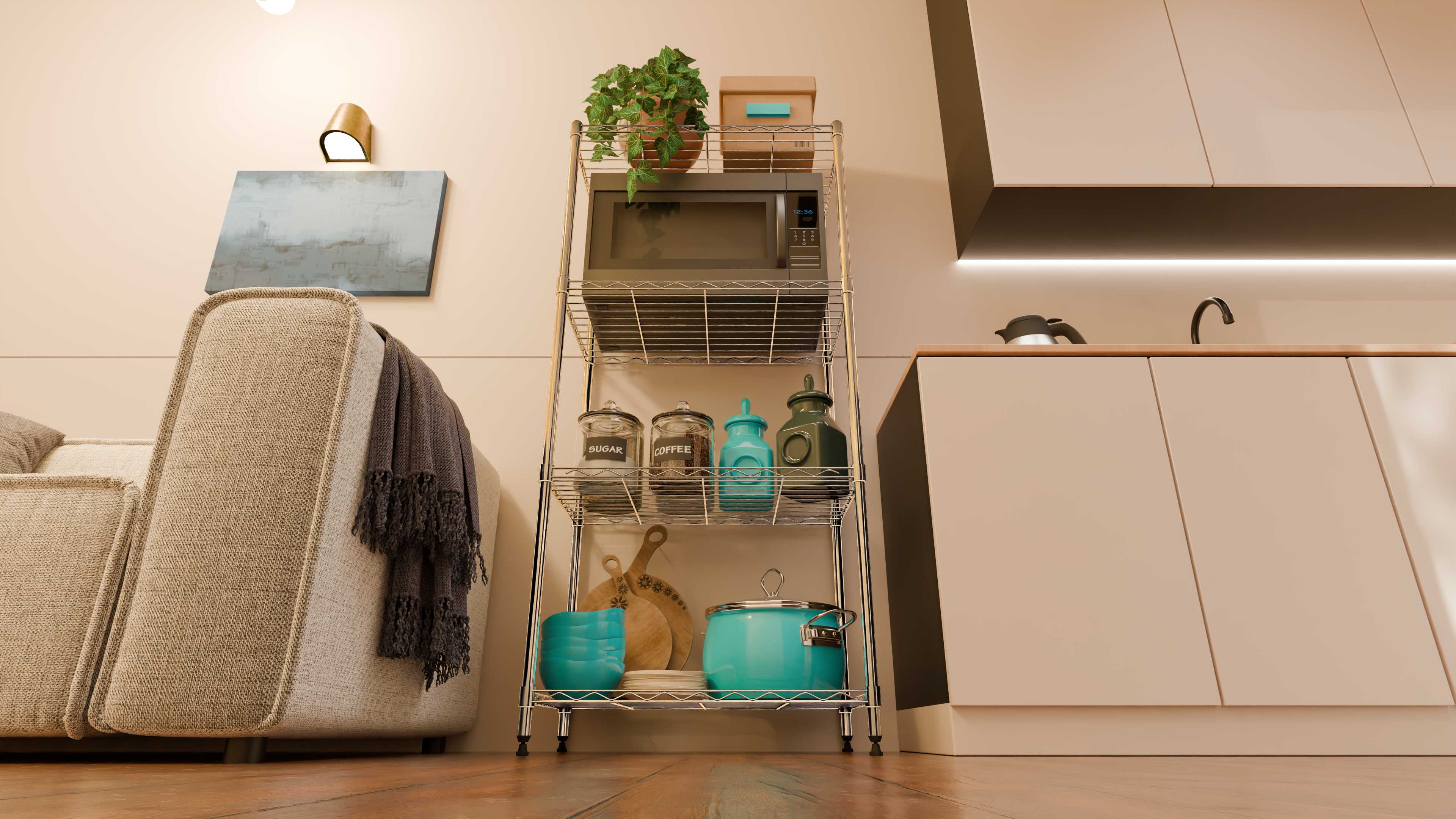 4 Tier Metal Wire Storage Rack