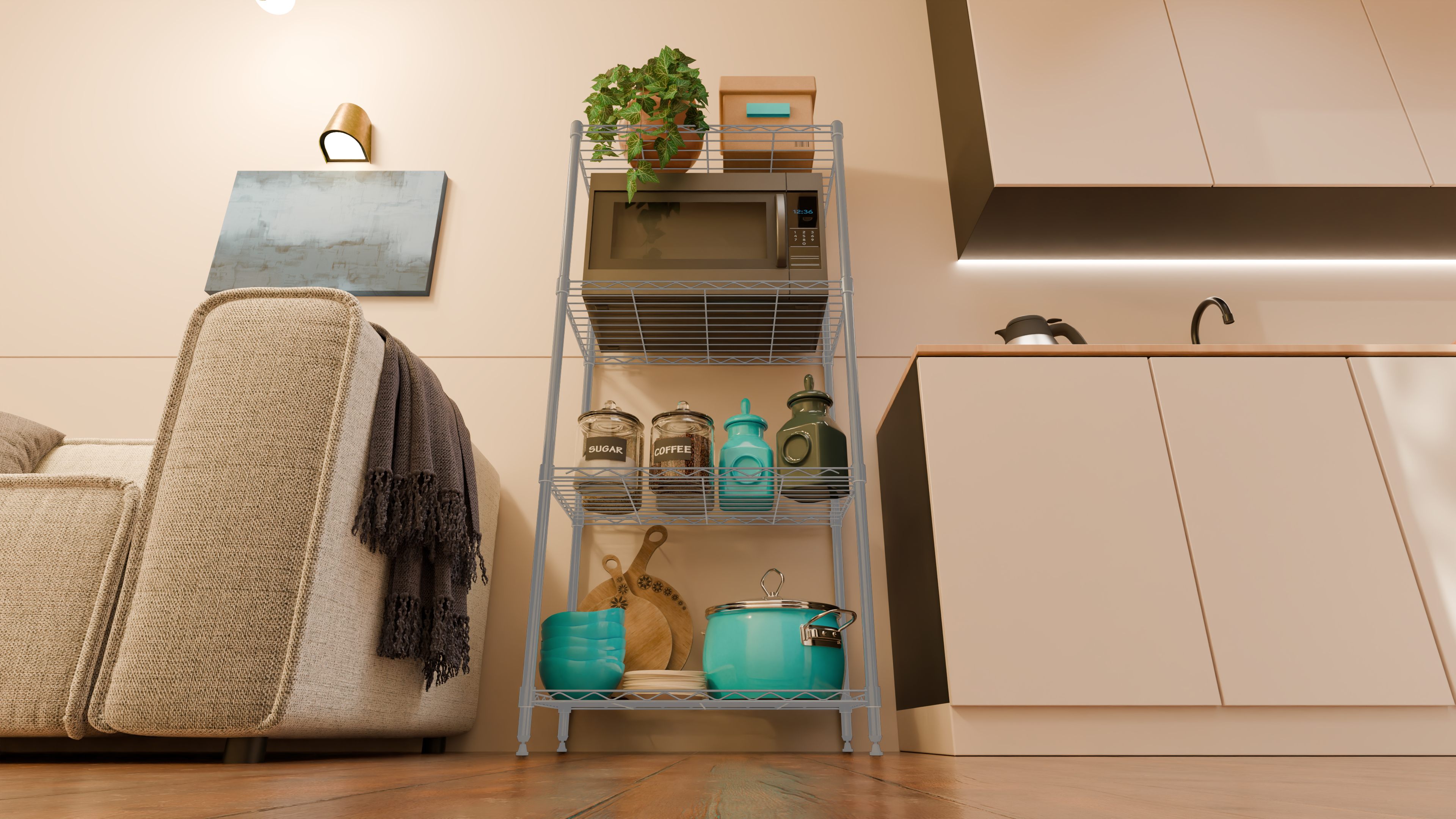 4 Tier Metal Wire Storage Rack