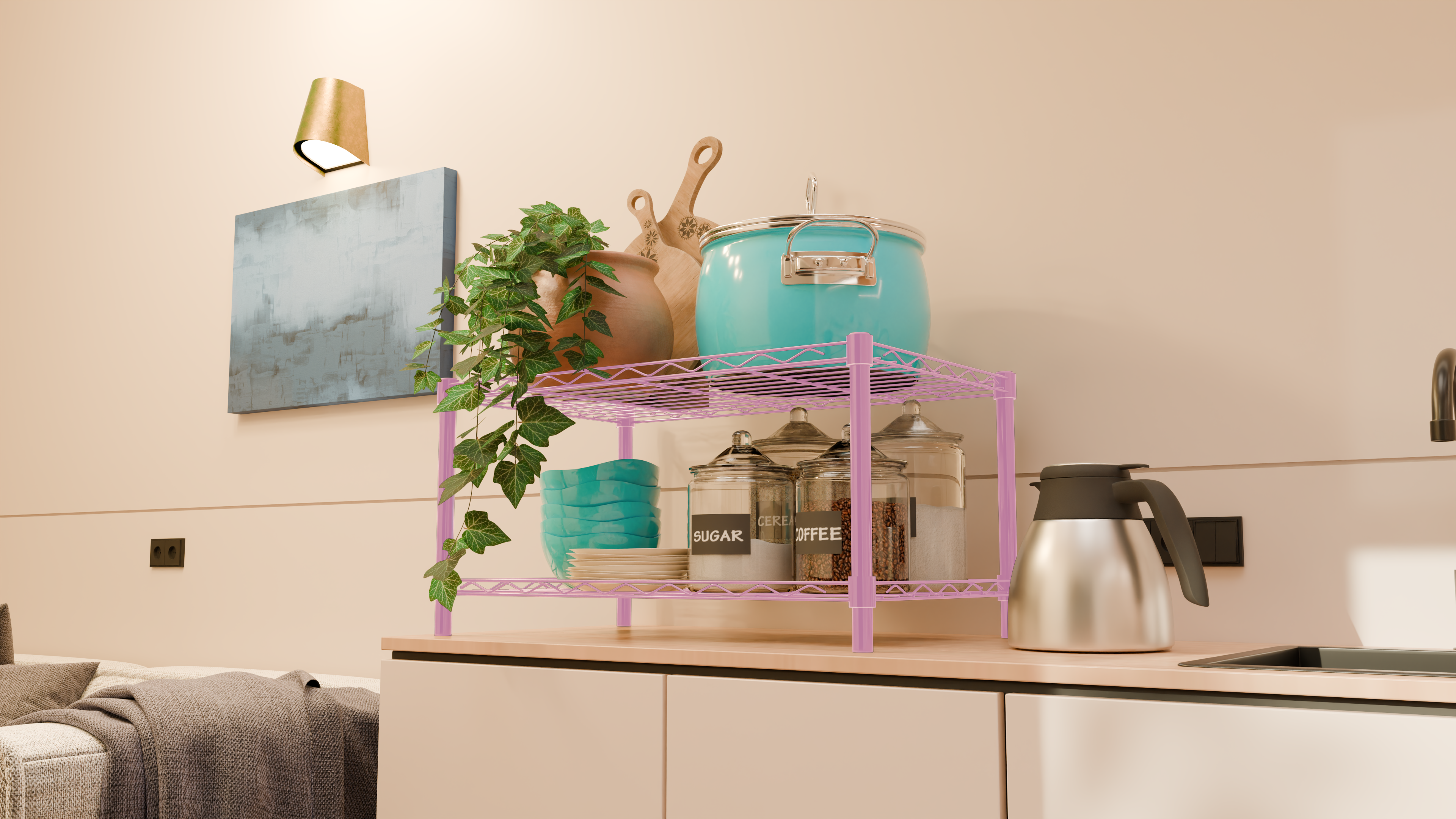 2 Tier Countertop Metal Wire Storage Rack