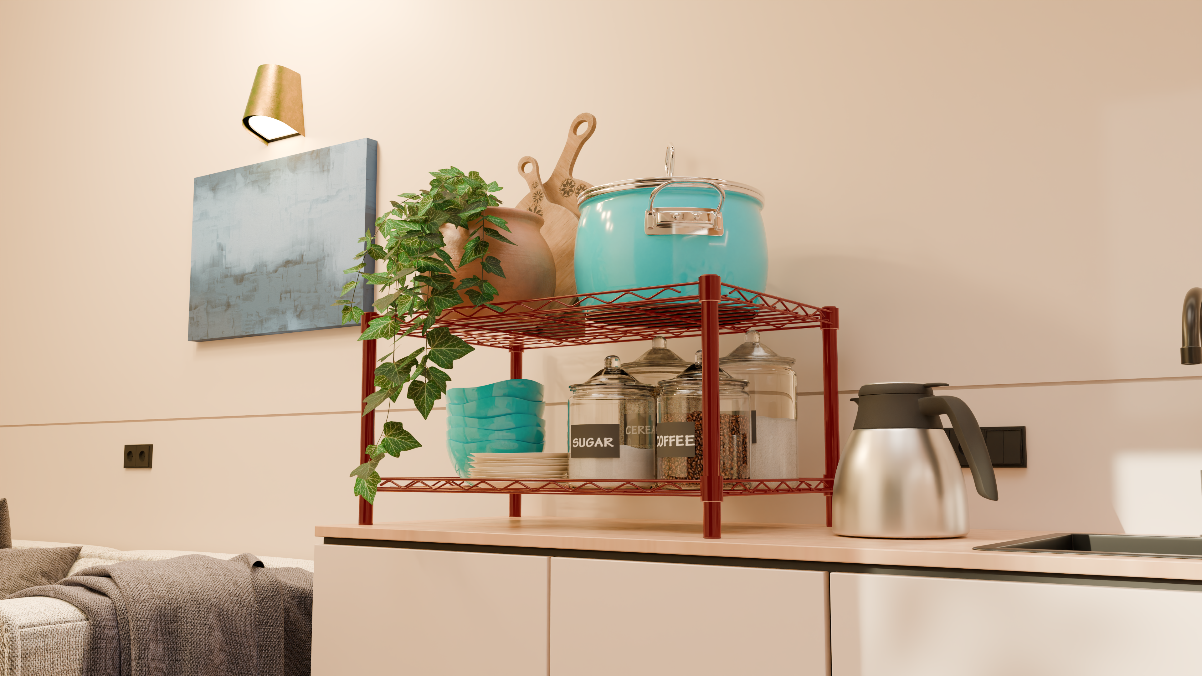 2 Tier Countertop Metal Wire Storage Rack