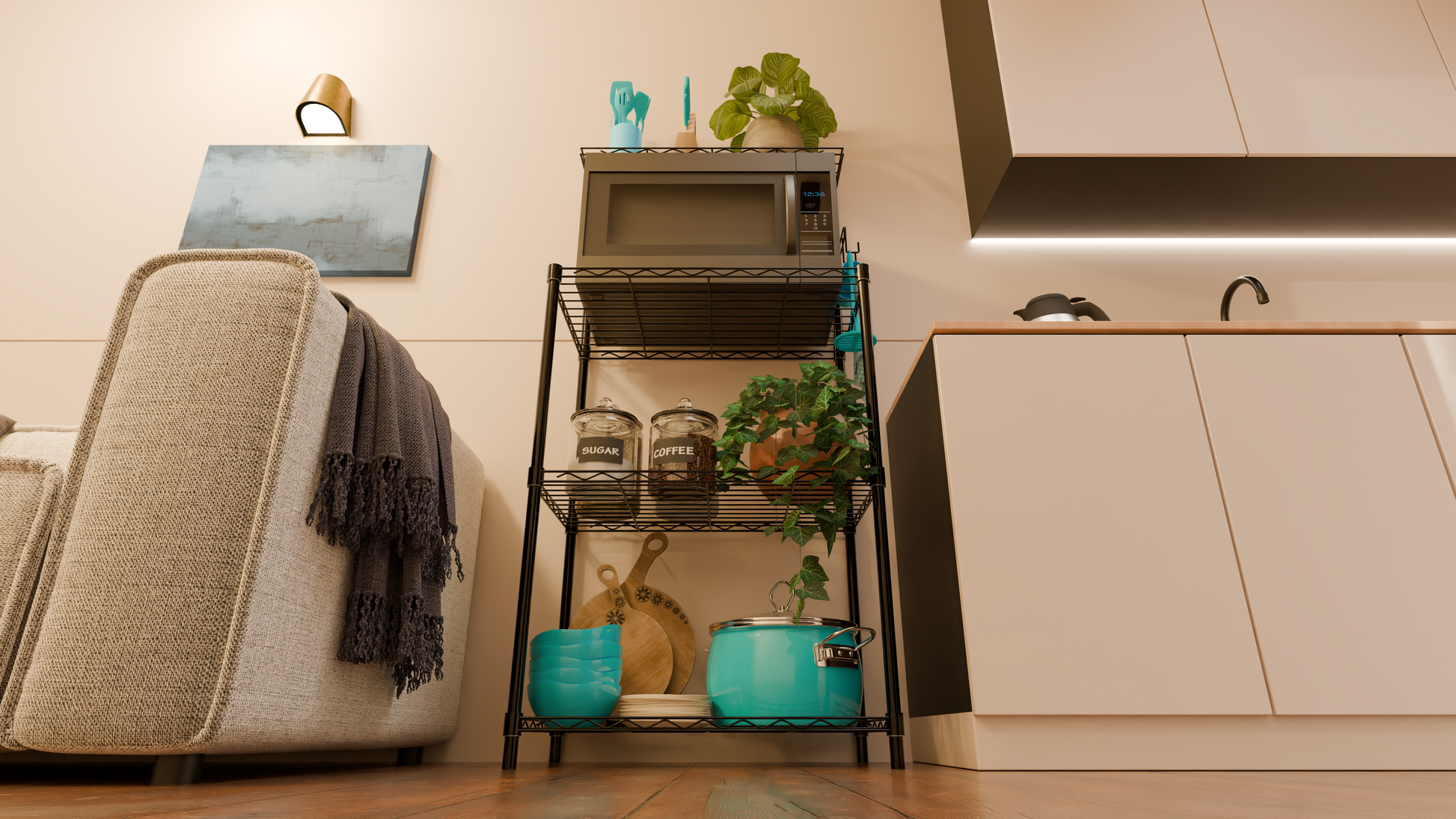 Tune Home 3-Tier Microwave Oven Metal Wire Storage Rack - Tune home