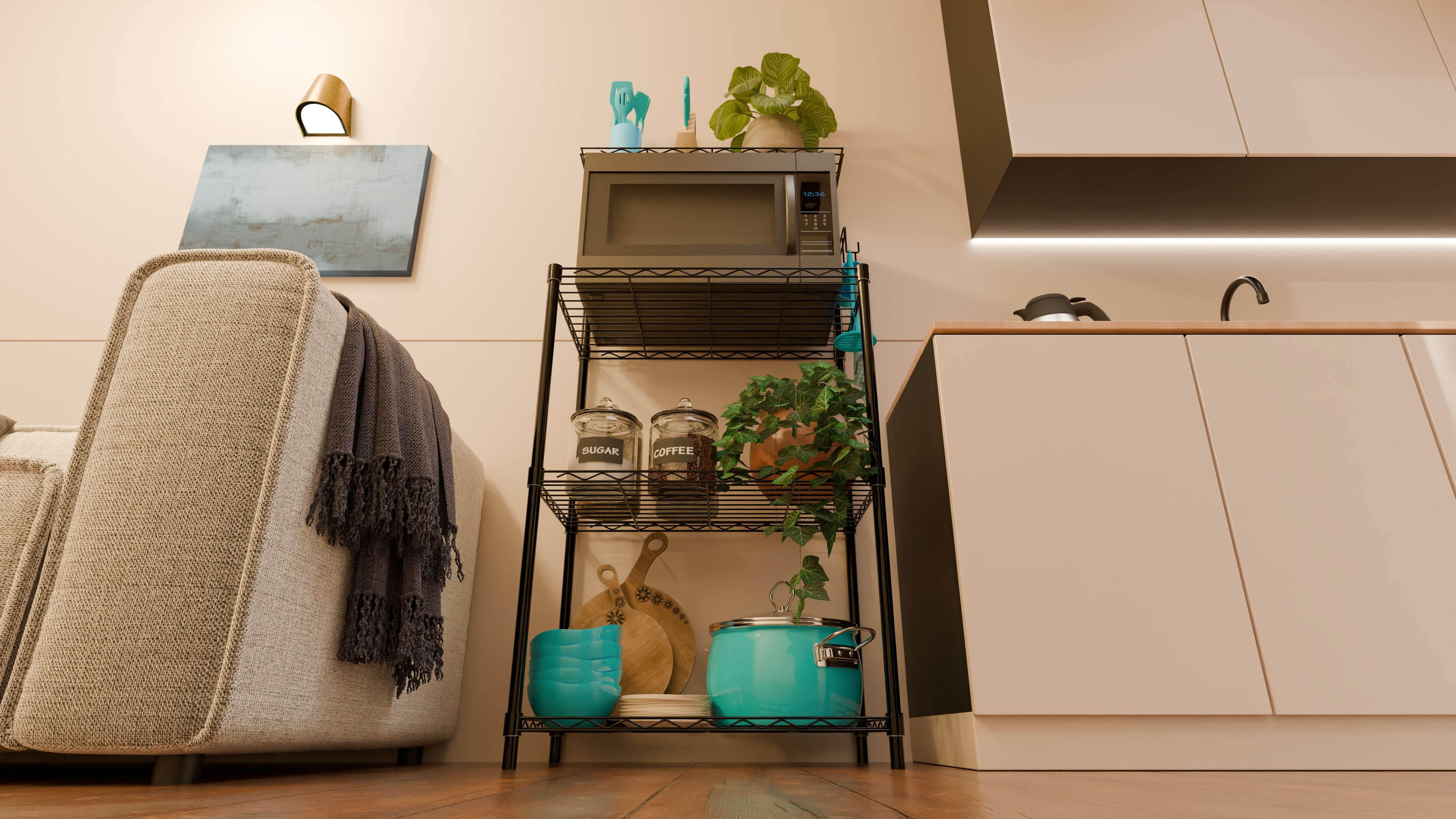 Tune Home 3-Tier Microwave Oven Metal Wire Storage Rack - Tune home