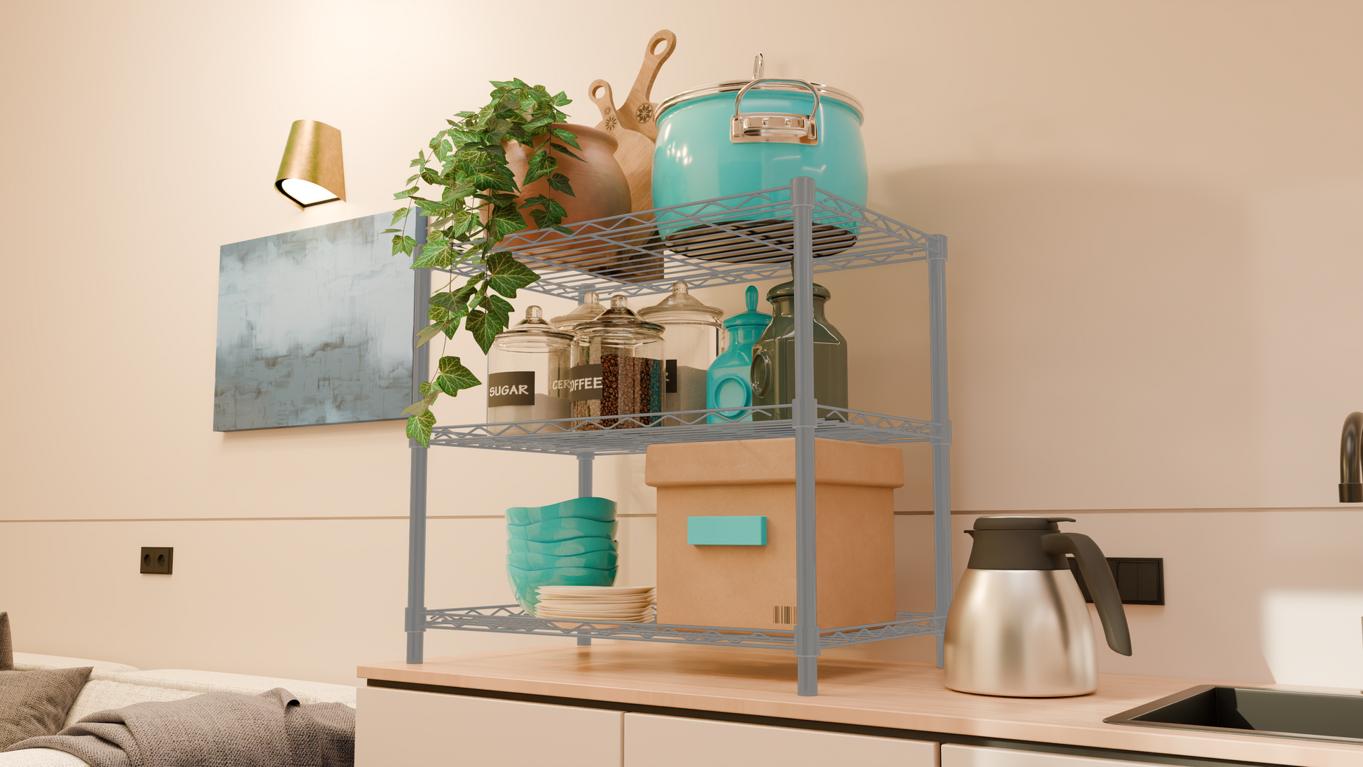Tune Home 3 Tier Countertop Metal Wire Storage Rack - Tune home