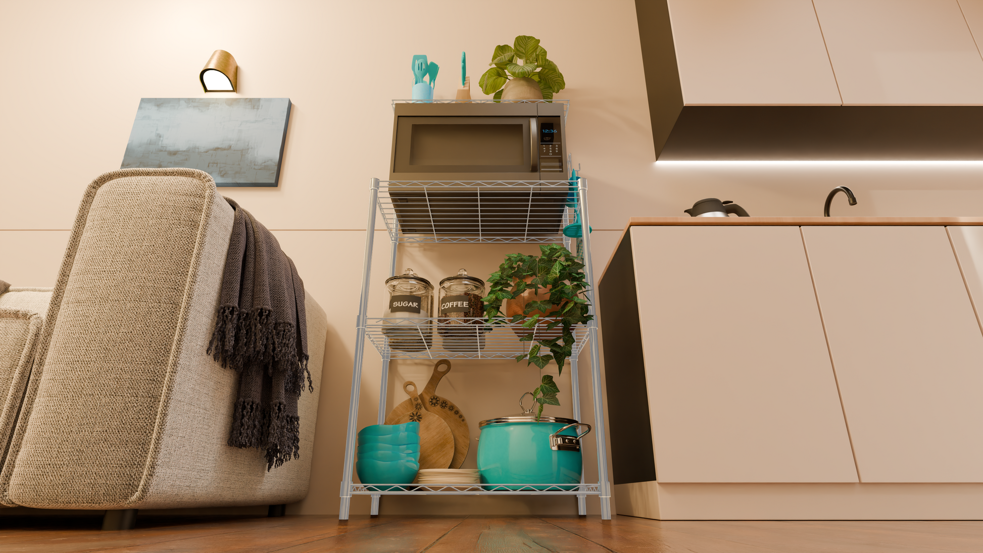 Tune Home 3-Tier Microwave Oven Metal Wire Storage Rack - Tune home