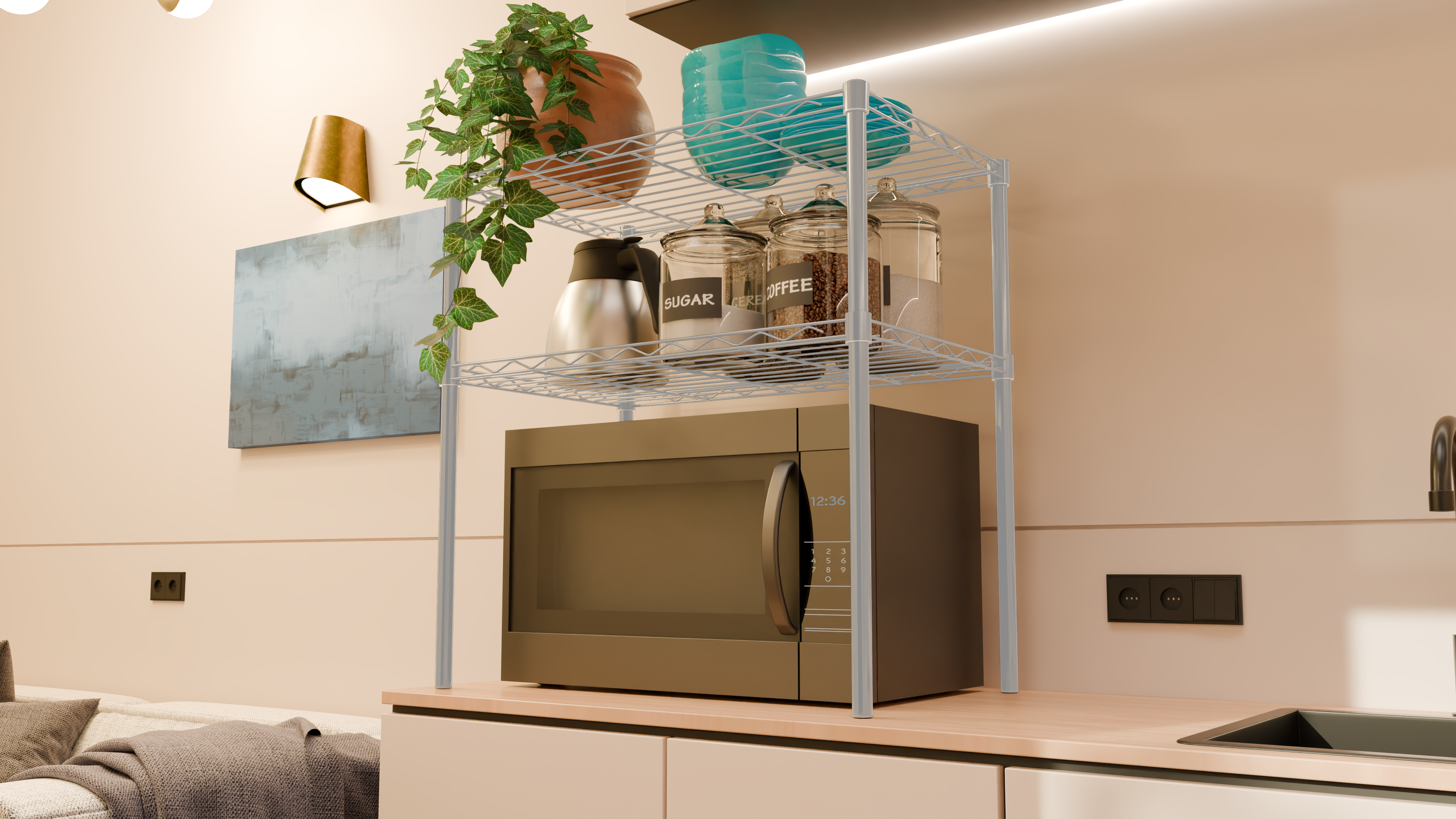 Tune Home 2-Tier Compact Microwave Storage Rack - Tune home